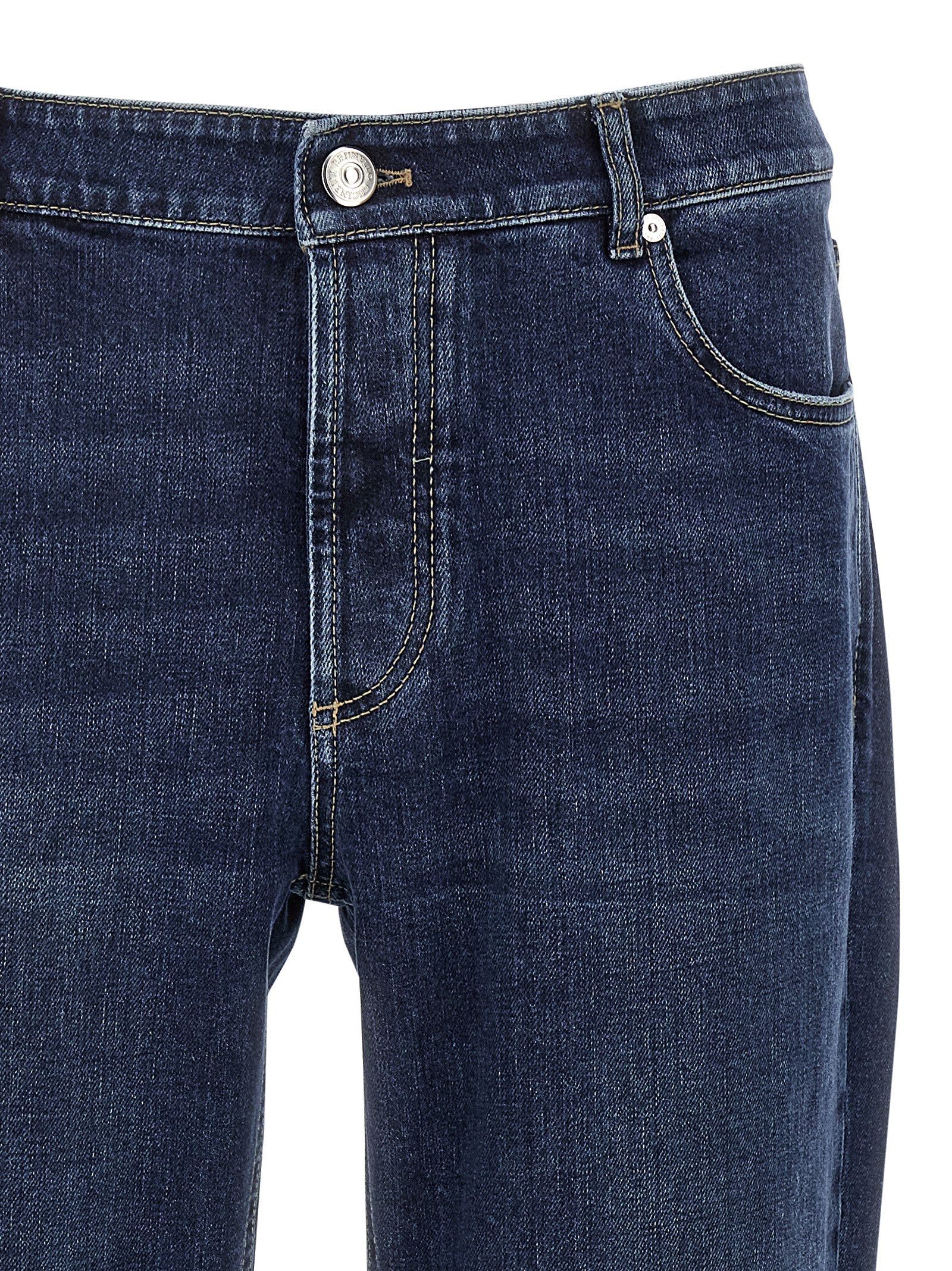 Brunello Cucinelli Blaue Jeans aus Baumwolle im geraden Schnitt