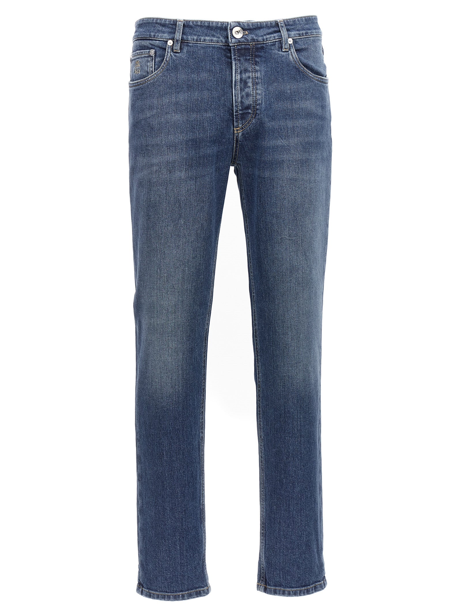 Brunello Cucinelli Blaue Baumwoll-Jeans im Slim Fit