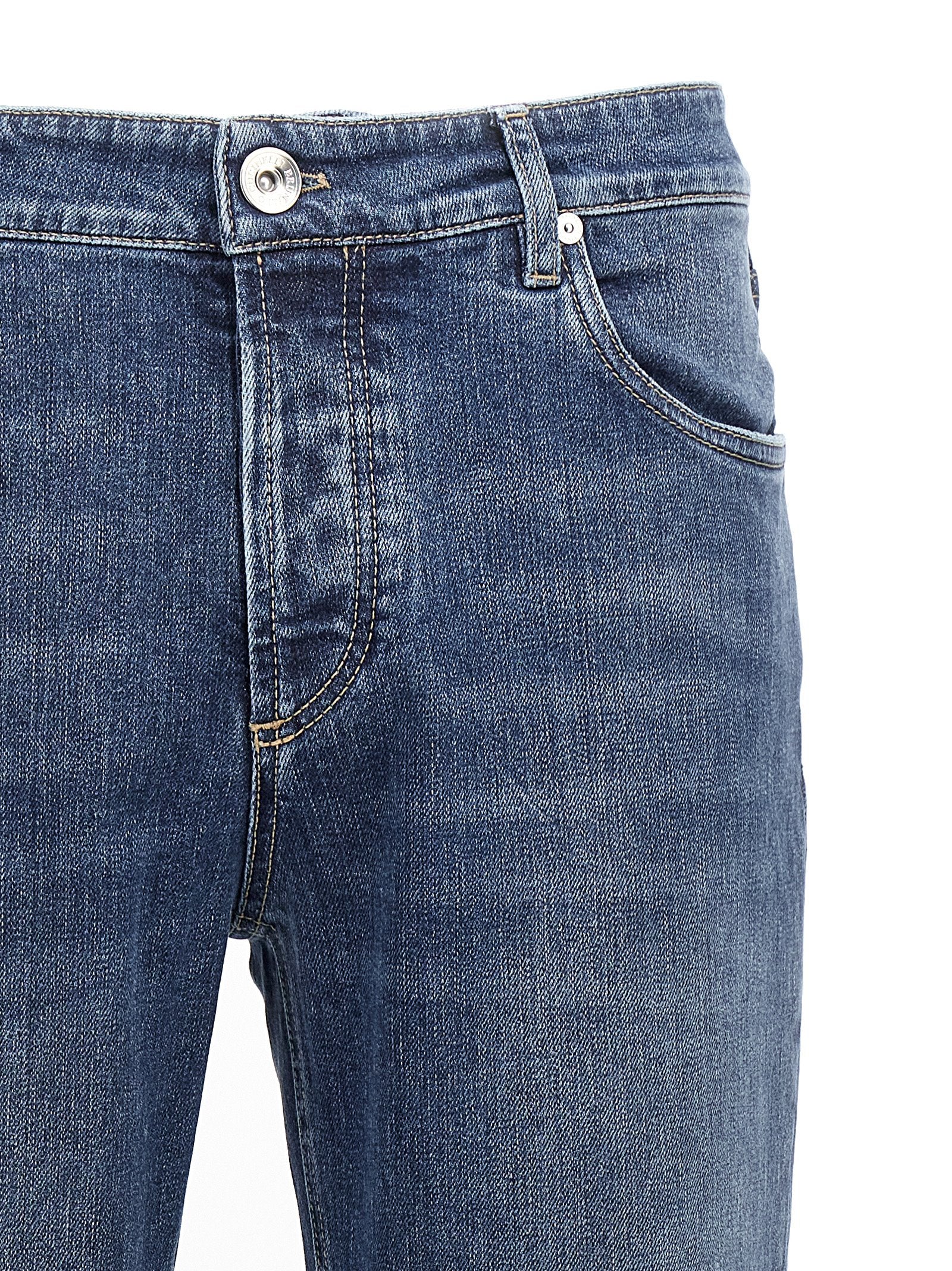 Brunello Cucinelli Blaue Baumwoll-Jeans im Slim Fit