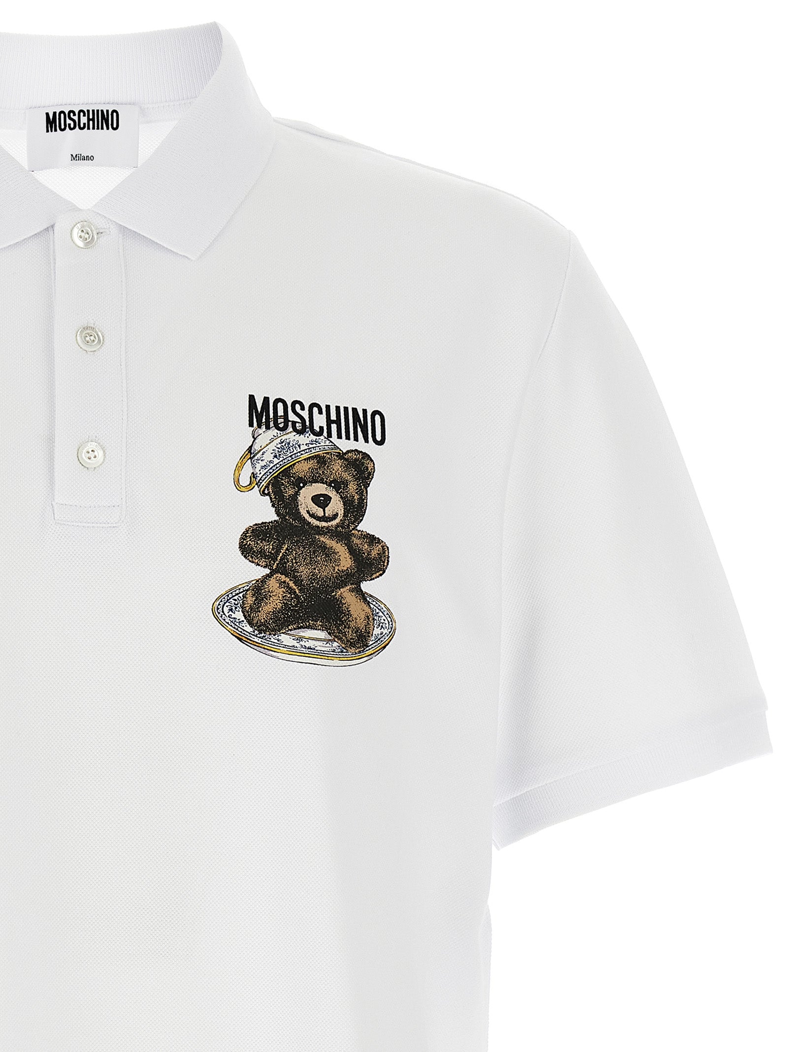 Moschino Weißes Poloshirt aus Baumwolle
