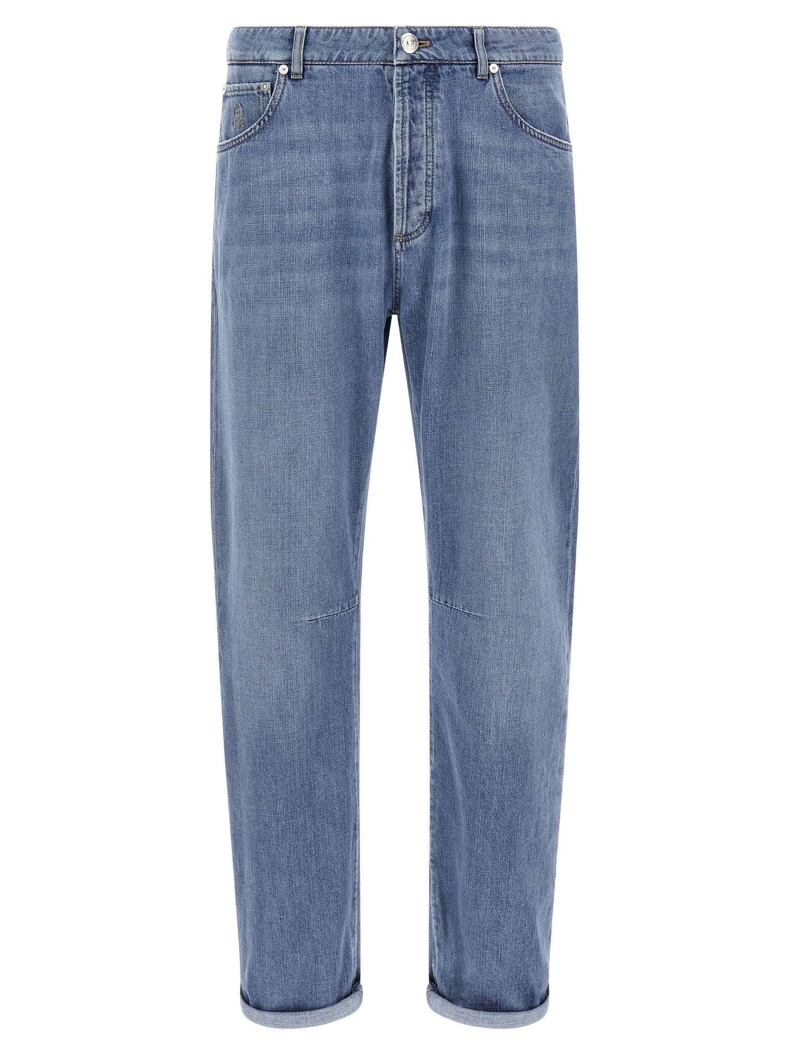 Brunello Cucinelli Blaue Jeans aus Baumwolle im geraden Schnitt