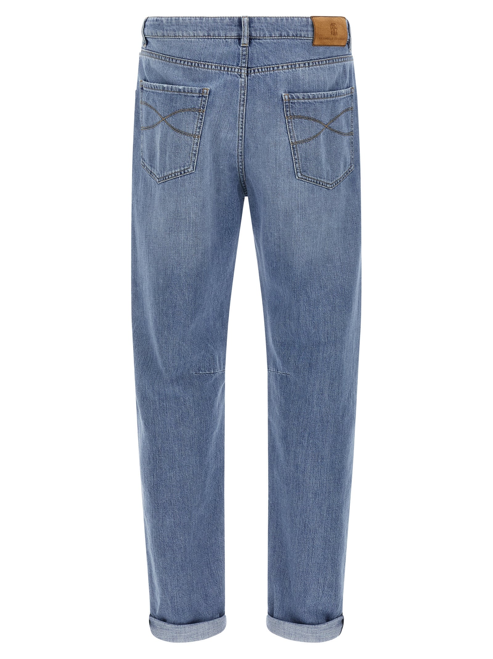 Brunello Cucinelli Blaue Jeans aus Baumwolle im geraden Schnitt