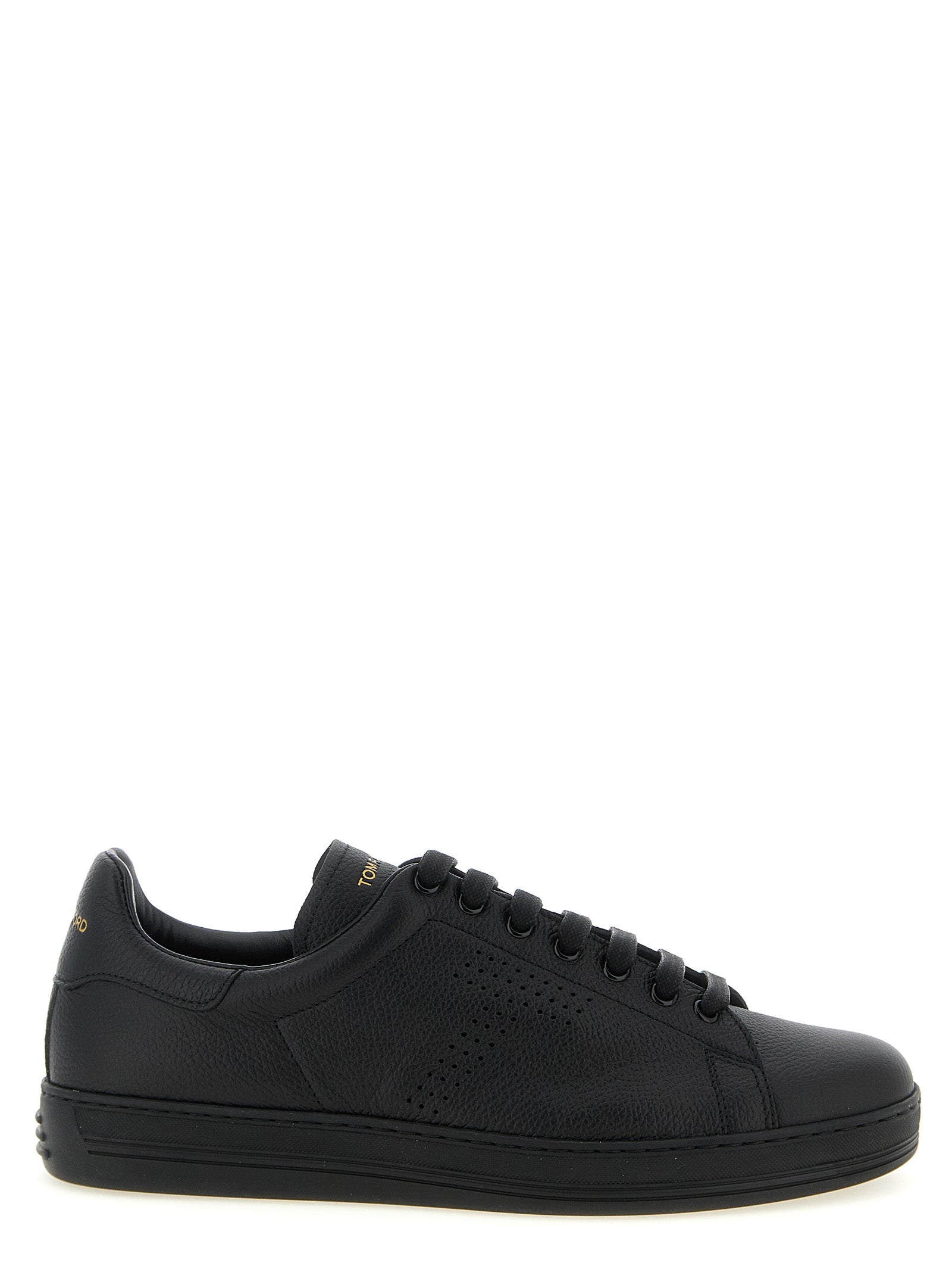 Tom Ford Schwarze Leder Low-Top-Sneaker