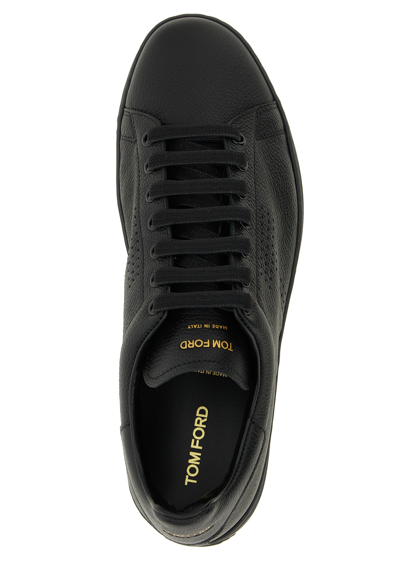 Tom Ford Schwarze Leder Low-Top-Sneaker