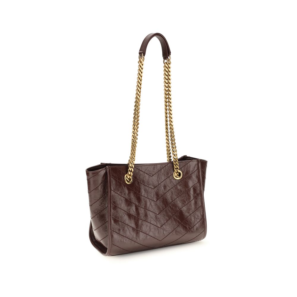 Saint Laurent Braune Kalbsleder Bos Taurus Schultertasche