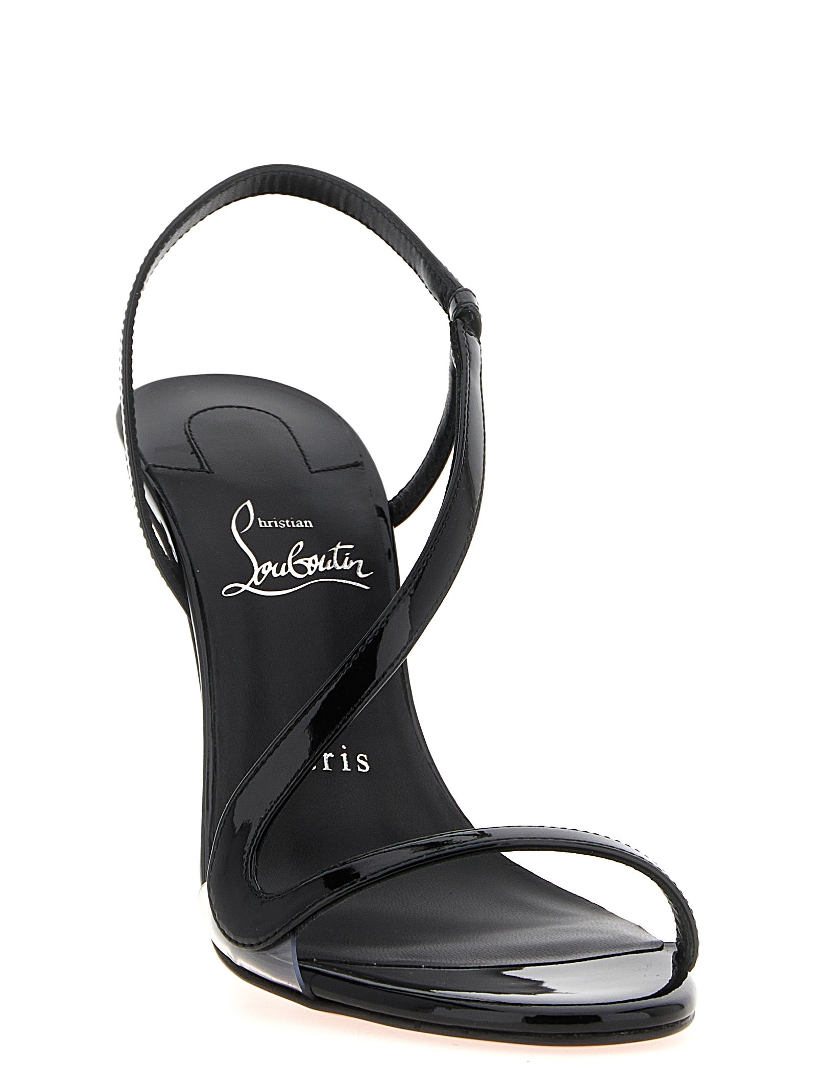 Christian Louboutin Schwarze Stiletto-Sandalen aus Kalbsleder