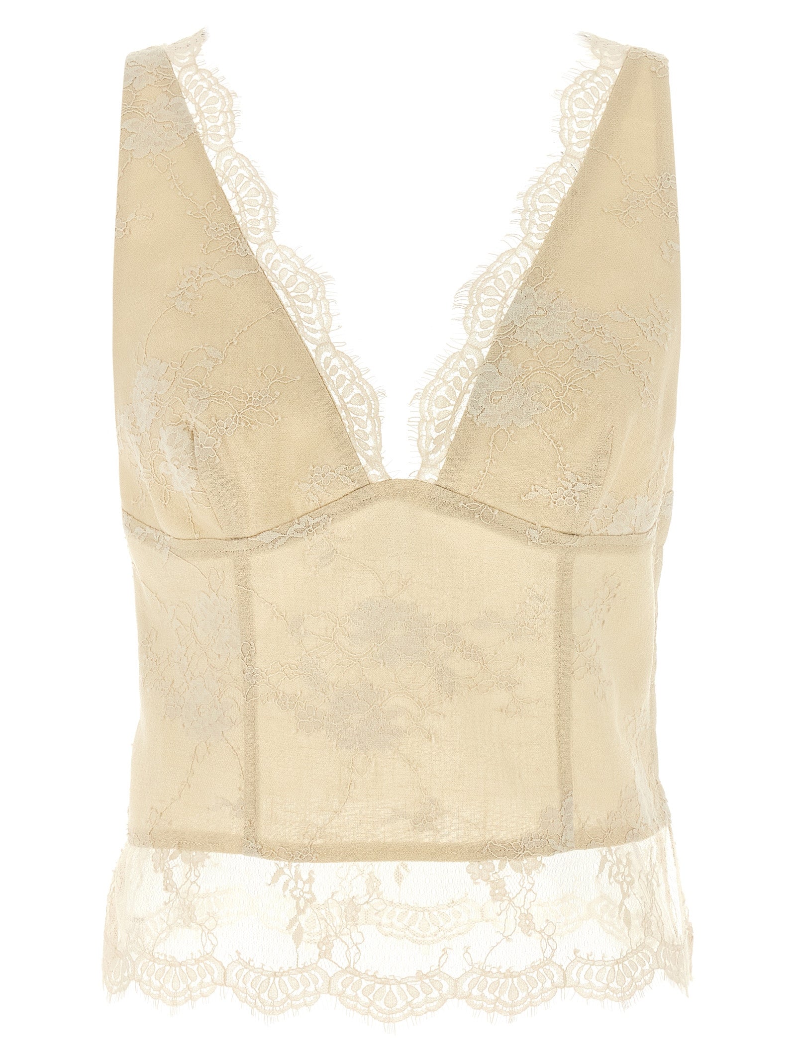PINKO Beige Leinen-Tanktops