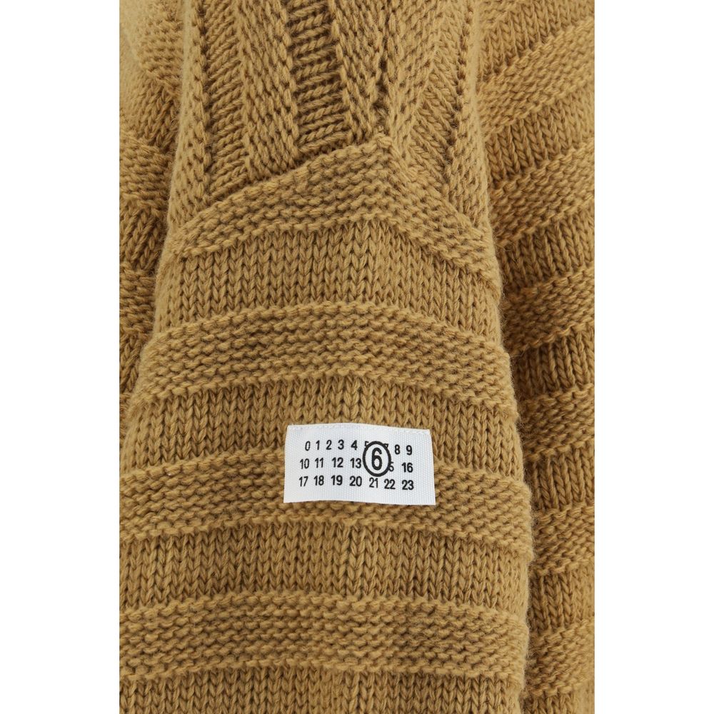 MM6 Beige Wollpullover Oves Aries Rollkragenpullover