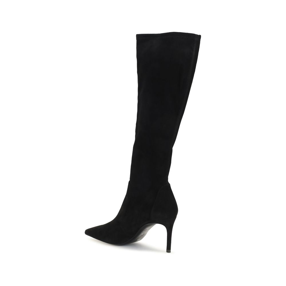 Stuart Weitzman Schwarze Bos Taurus Kalbsleder-Stiefel