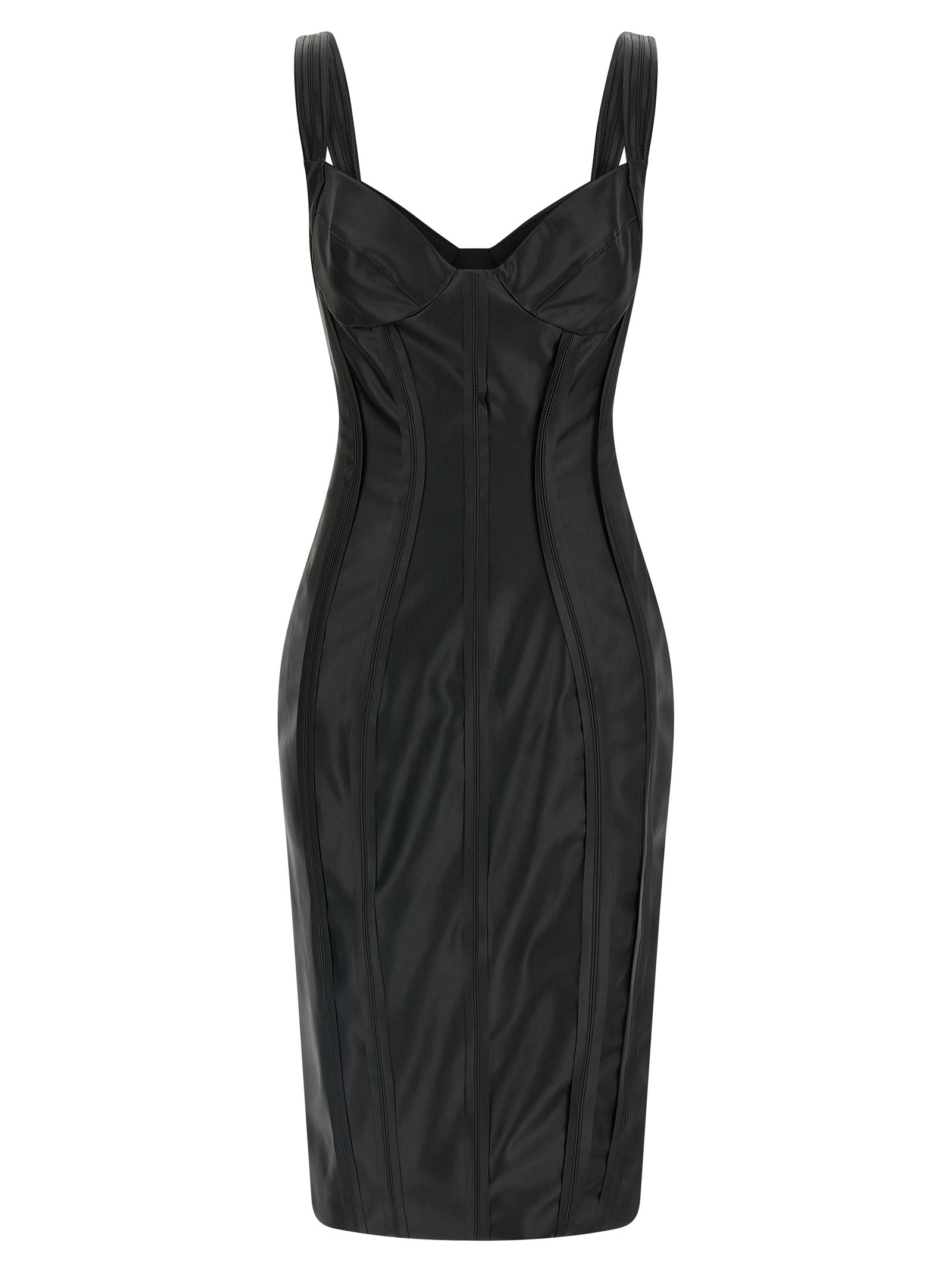Elisabetta Franchi Schwarzes Midikleid aus Viskose