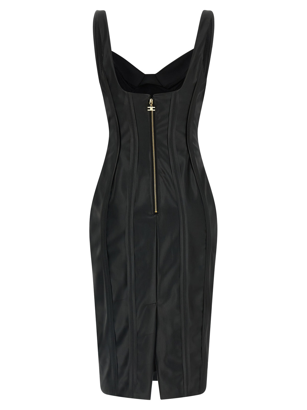 Elisabetta Franchi Schwarzes Midikleid aus Viskose