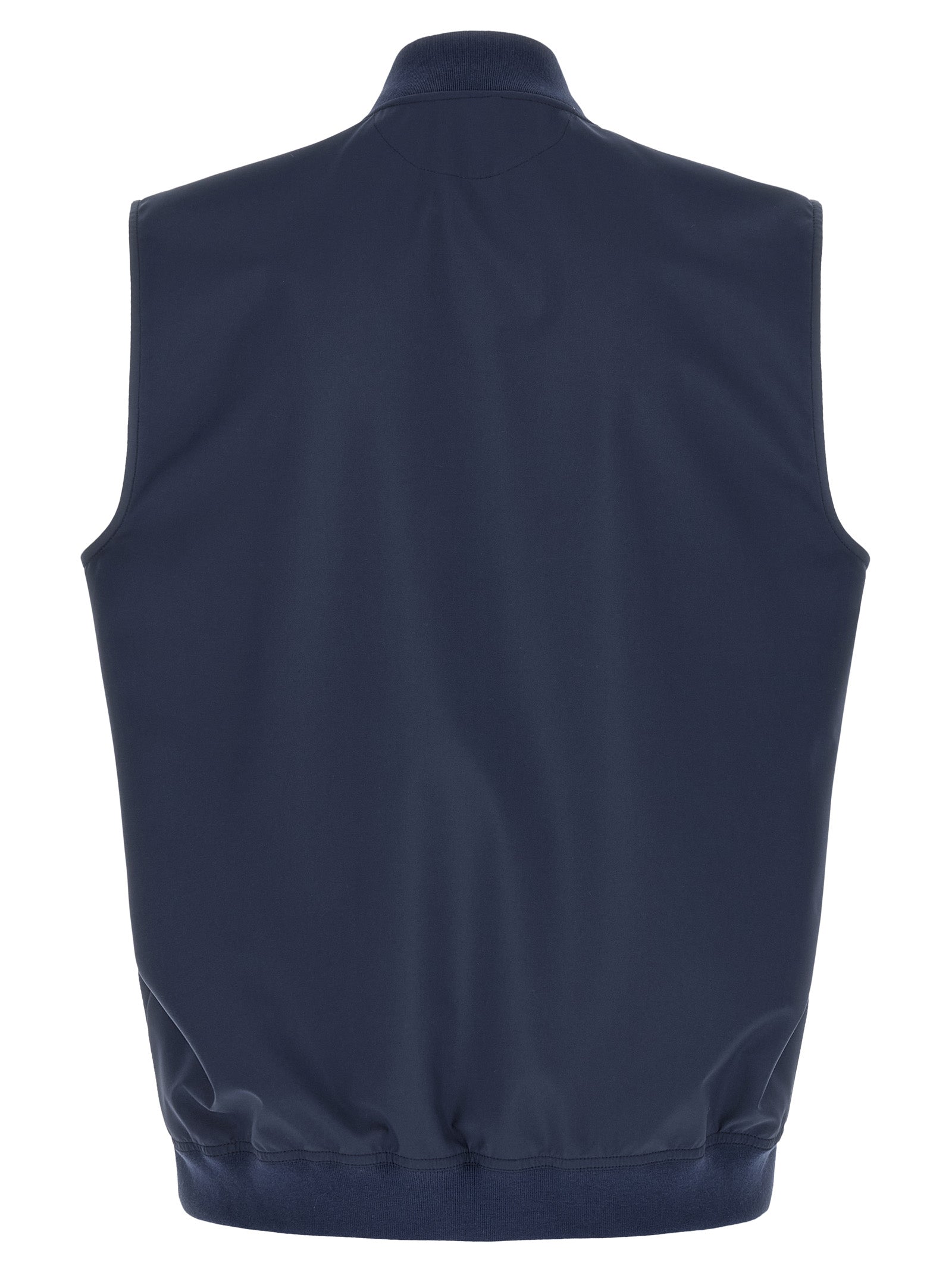Brunello Cucinelli Ärmellose blaue Jacke aus Polyester