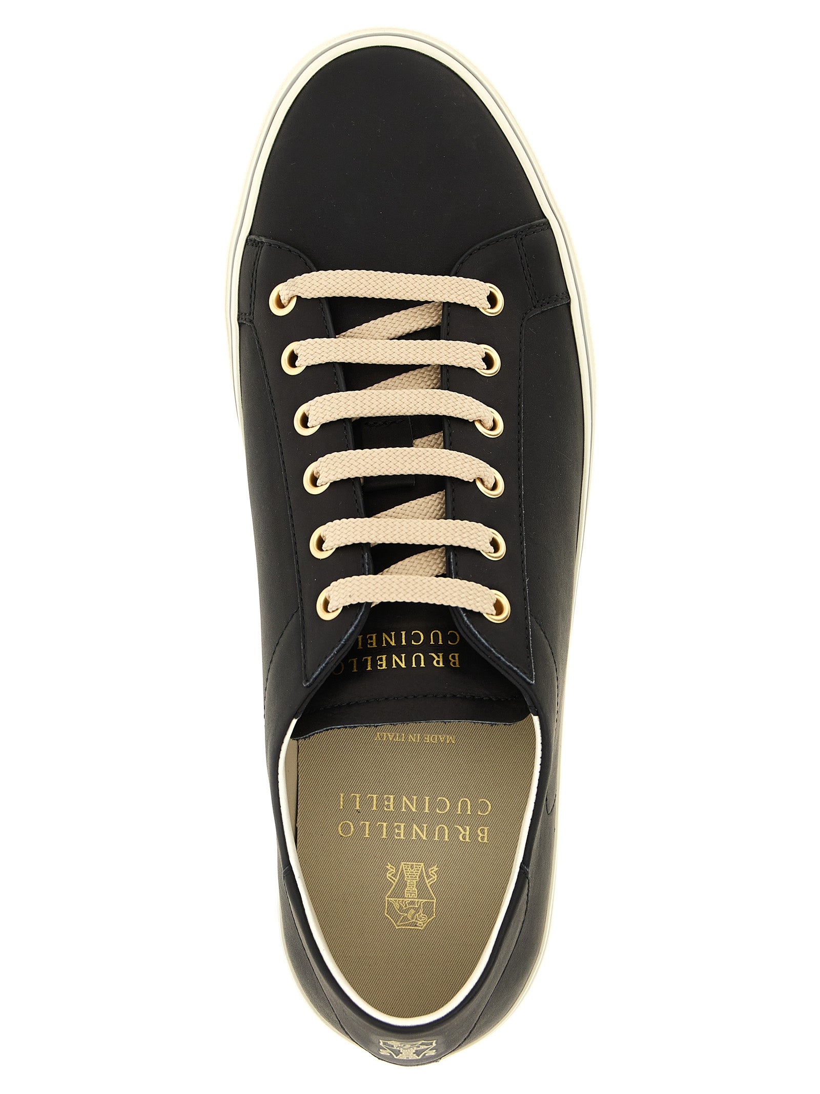 Brunello Cucinelli Schwarze Kalbsleder Low-Top-Sneaker