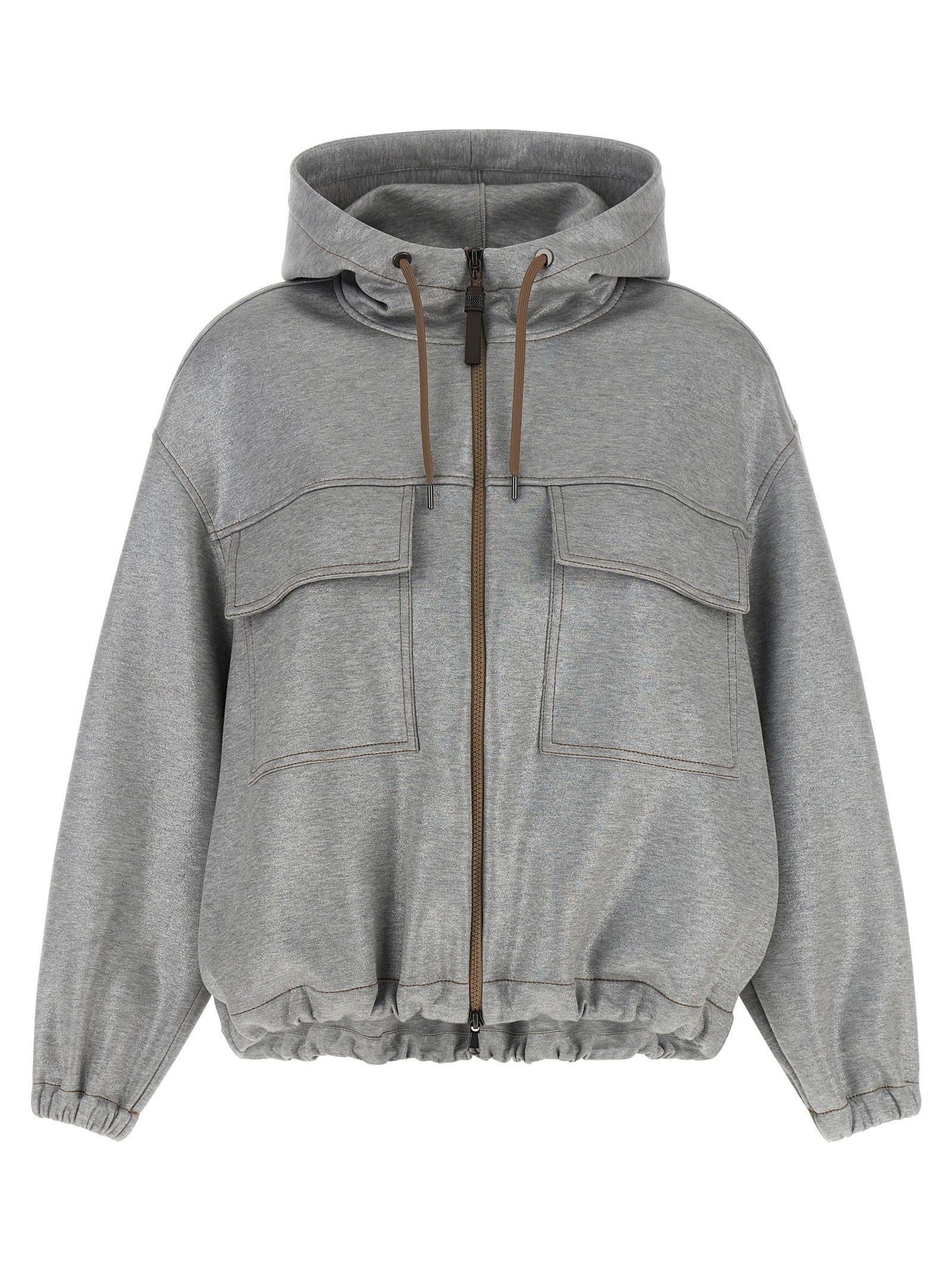 Brunello Cucinelli Silberner Baumwoll-Bomber