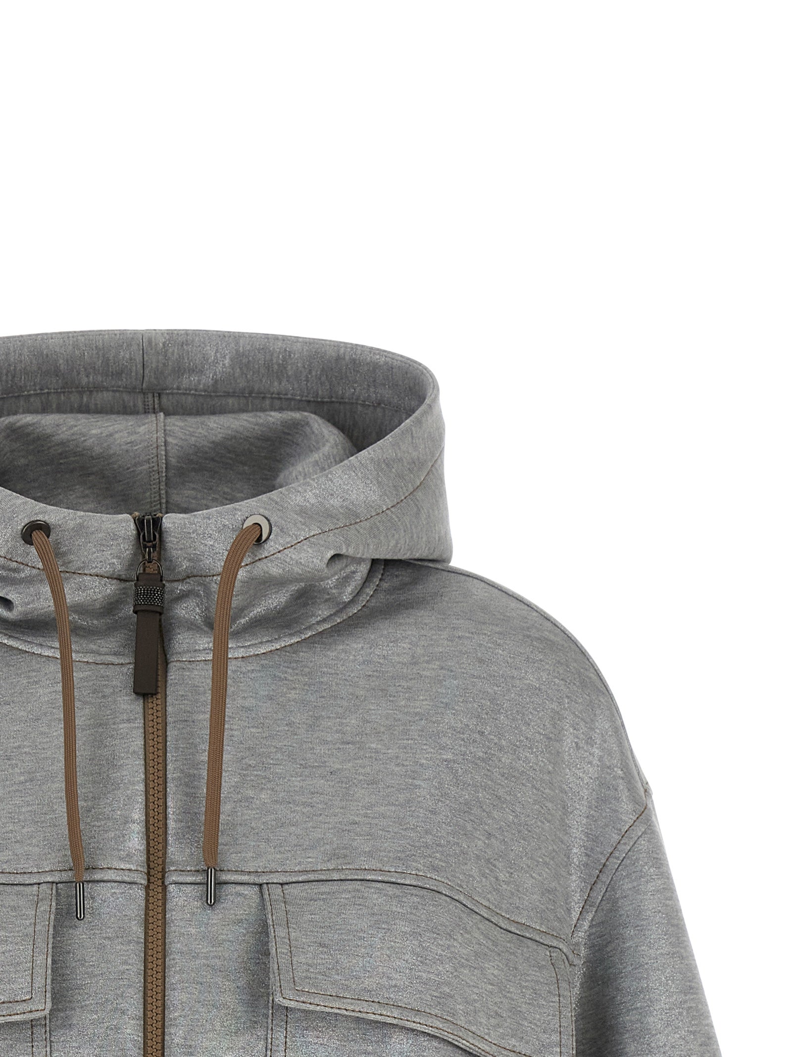 Brunello Cucinelli Silberner Baumwoll-Bomber