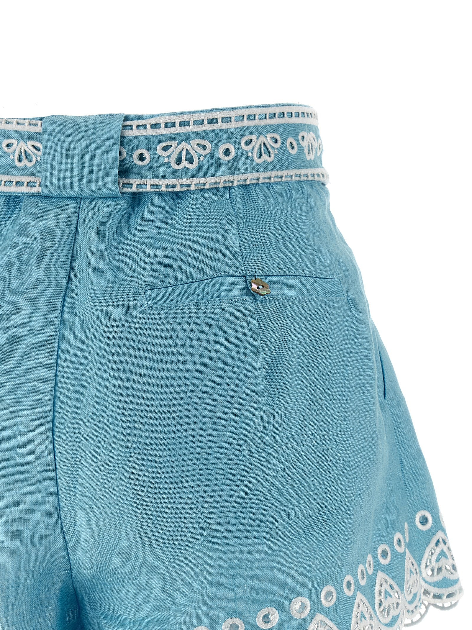 FARM RIO Blaue Leinen-Bermudashorts