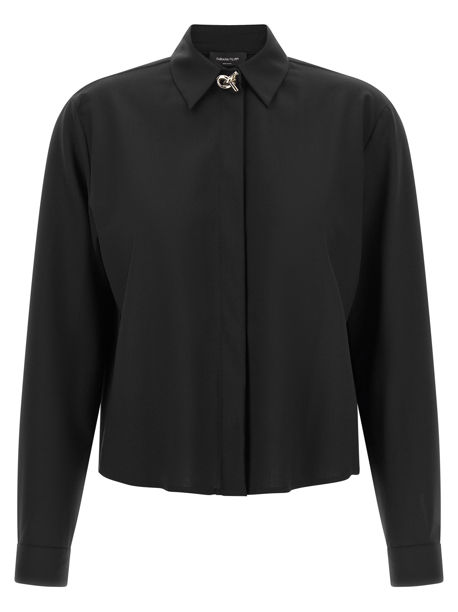 Fabiana Filippi Schwarze Bluse aus reiner Schurwolle