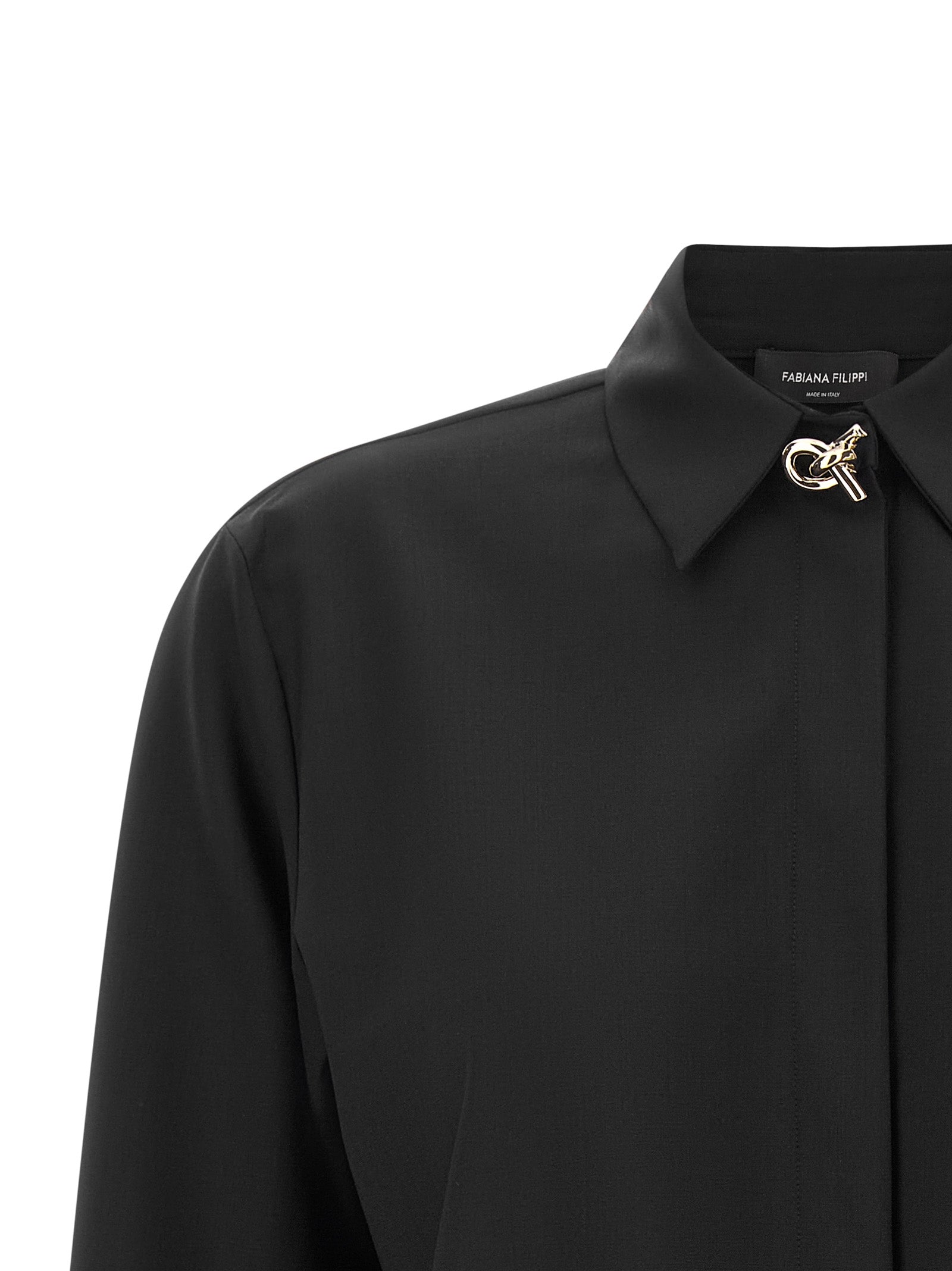 Fabiana Filippi Schwarze Bluse aus reiner Schurwolle