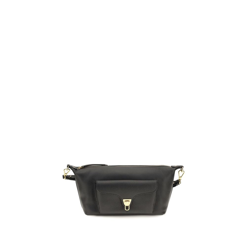 Coccinelle Schwarze Bos Taurus Kalbsleder Schultertasche