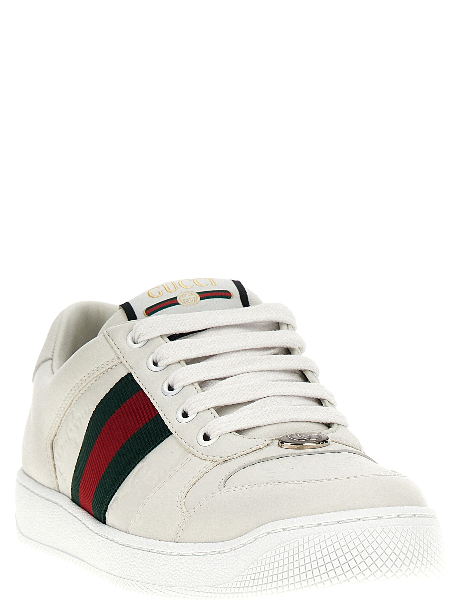 Gucci Weiße Low-Top-Sneaker aus Lammleder