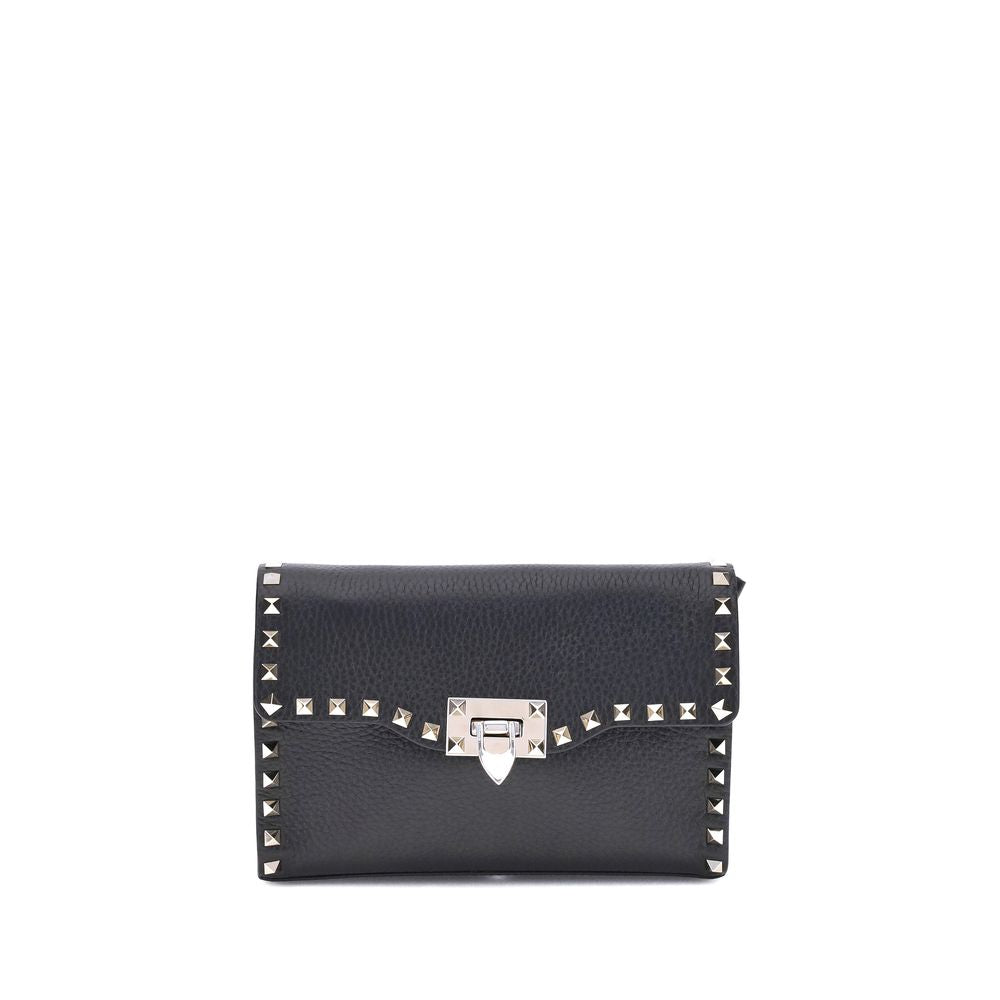 Valentino Garavani Schwarze Bos Taurus Kalbsleder Schultertasche