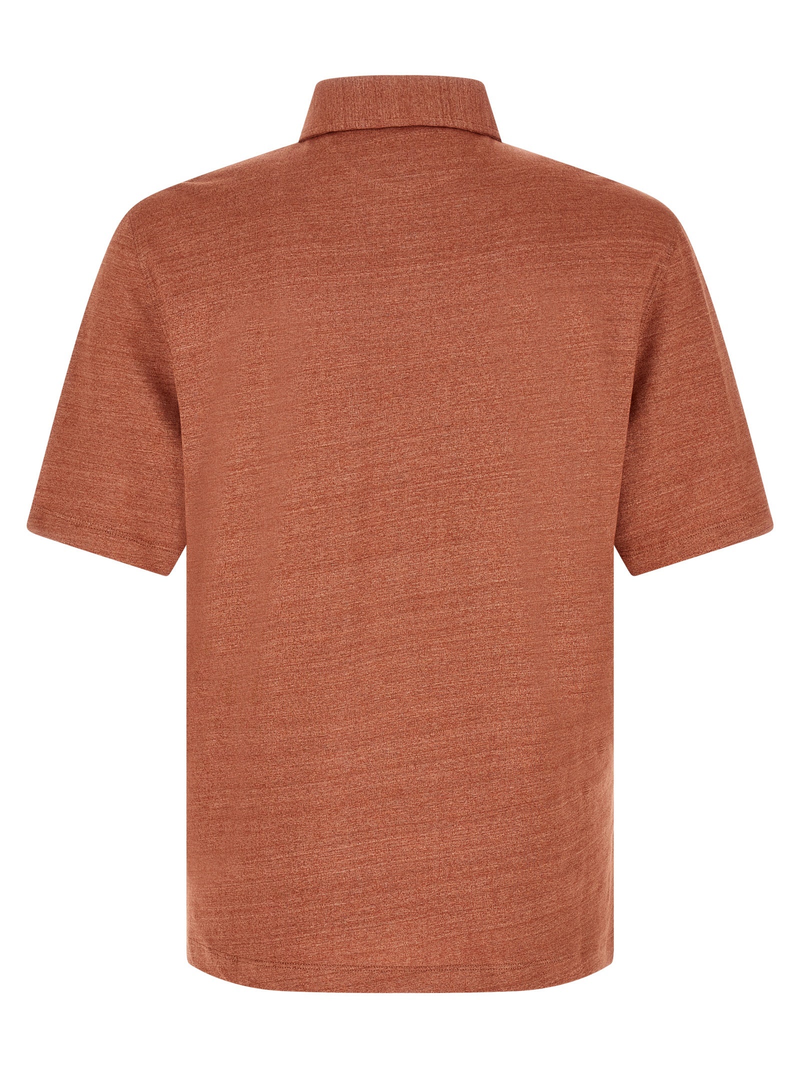 Brunello Cucinelli Orange Leinen Poloshirt