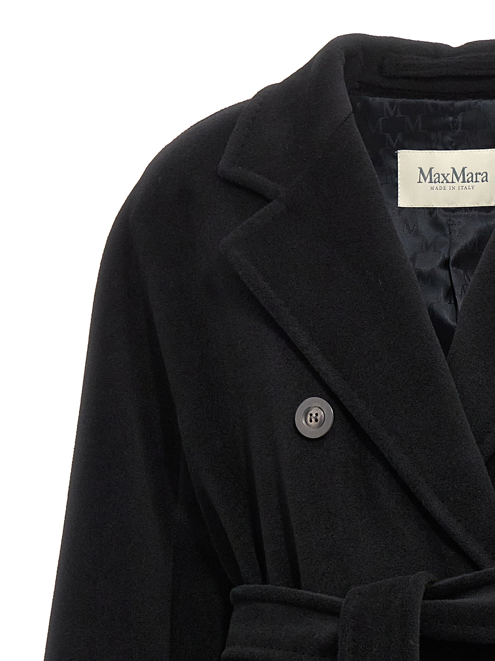 Max Mara Schwarzer Wollmantel aus reiner Schurwolle
