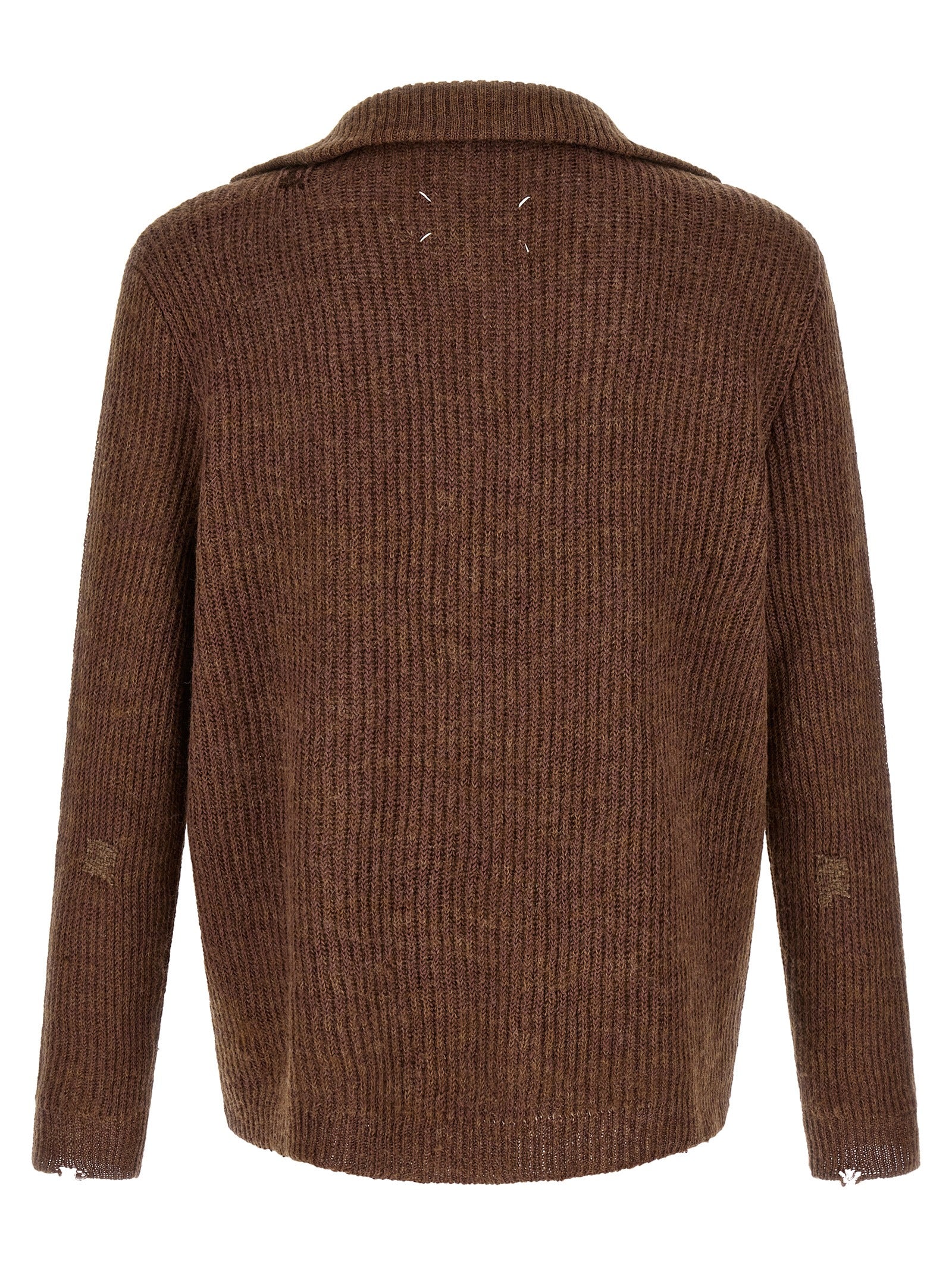Maison Margiela Brauner Leinen-Strickjacke