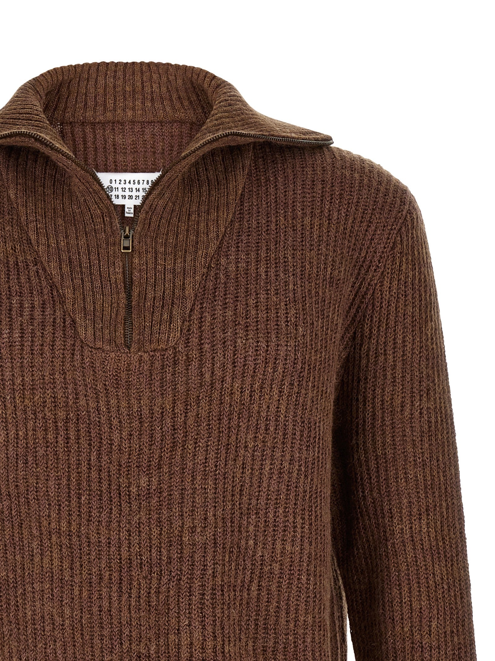 Maison Margiela Brauner Leinen-Strickjacke