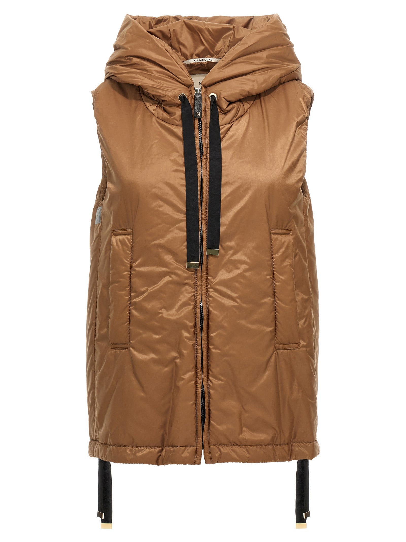 Max Mara Braune ärmellose Jacke aus Polyester