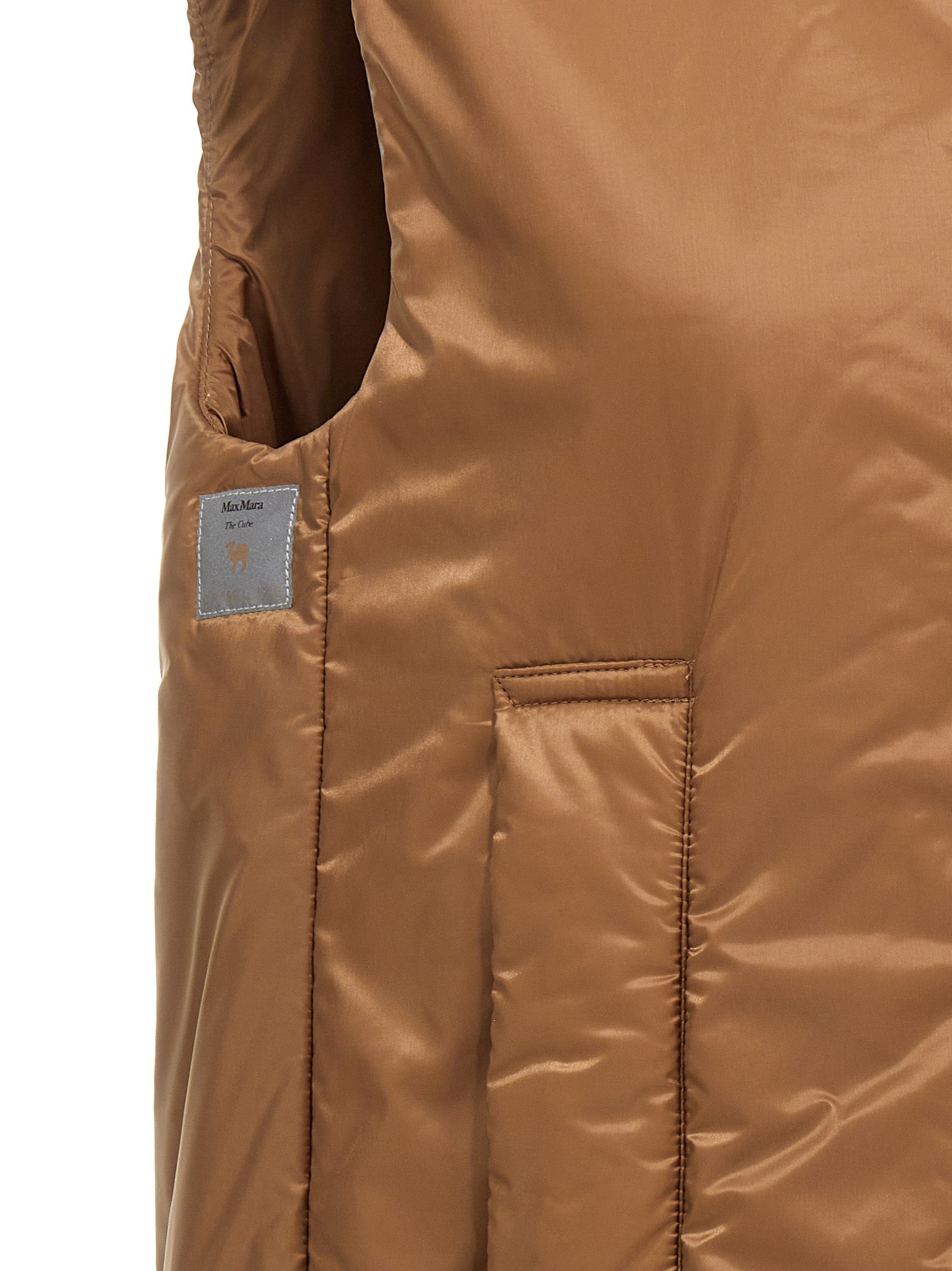 Max Mara Braune ärmellose Jacke aus Polyester