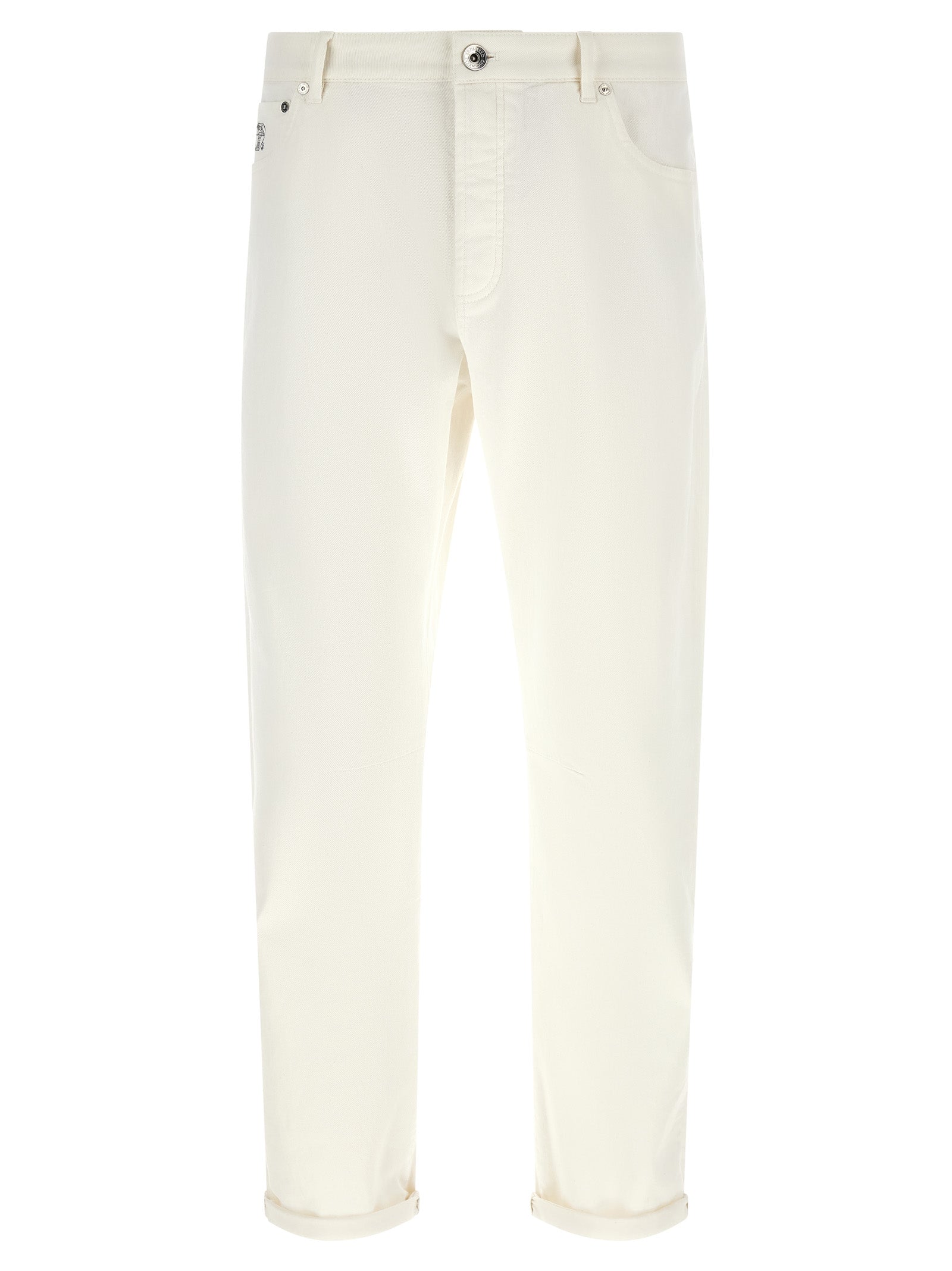 Brunello Cucinelli Weiße Baumwoll-Cropped-Jeans