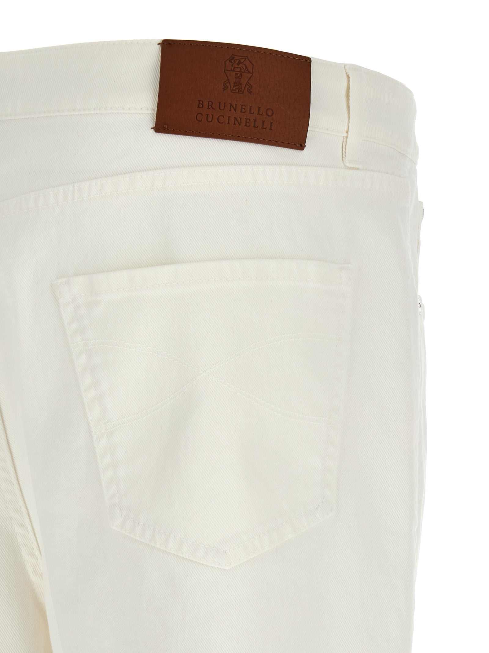 Brunello Cucinelli Weiße Baumwoll-Cropped-Jeans