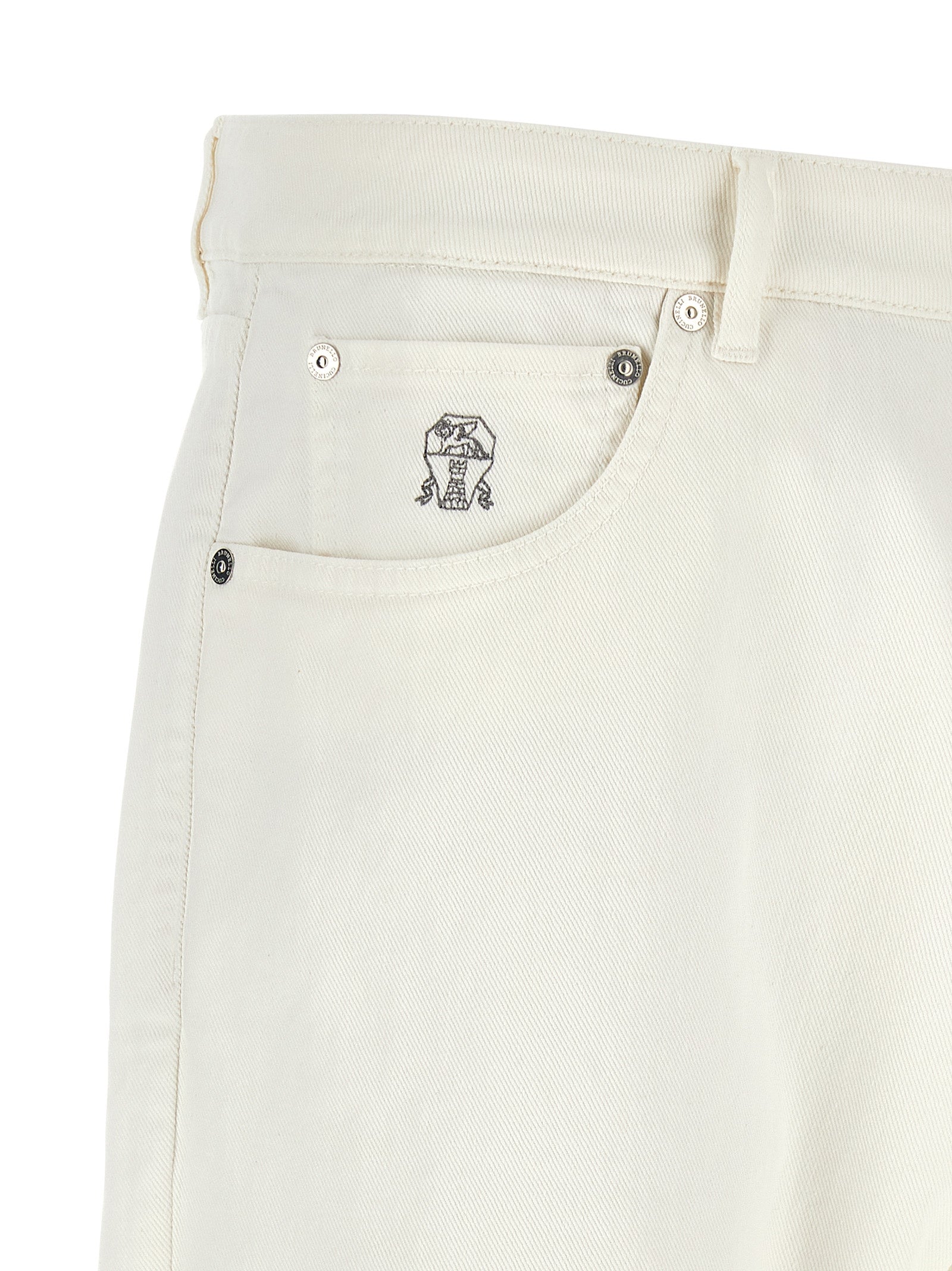 Brunello Cucinelli Weiße Baumwoll-Cropped-Jeans