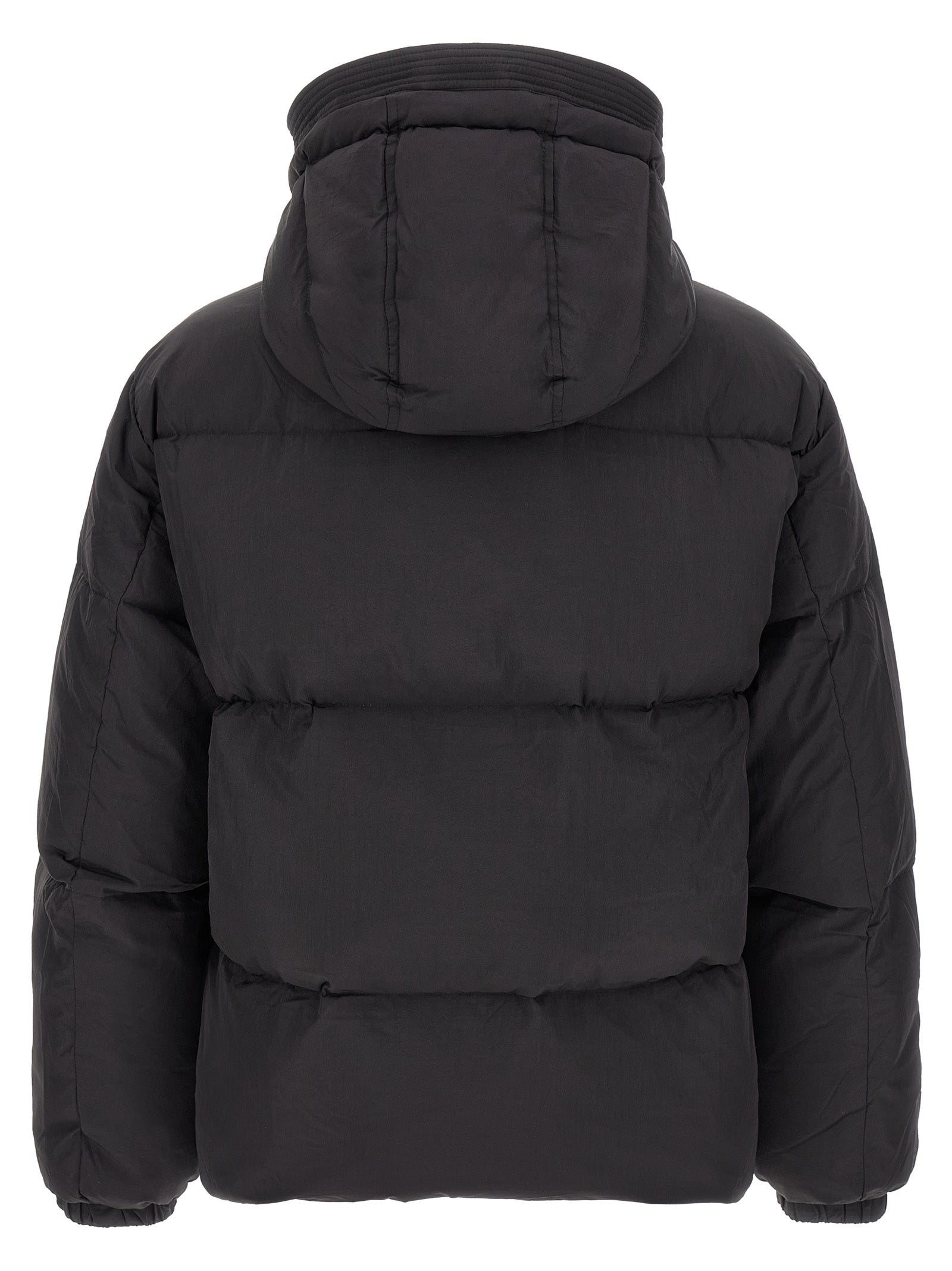 Diesel Schwarze Polyamid-Jacke in voller Länge