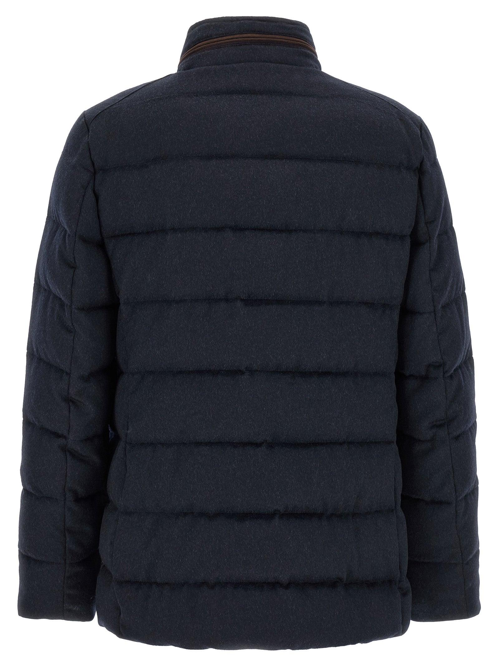 MooRER Blaue Wolljacke in voller Länge