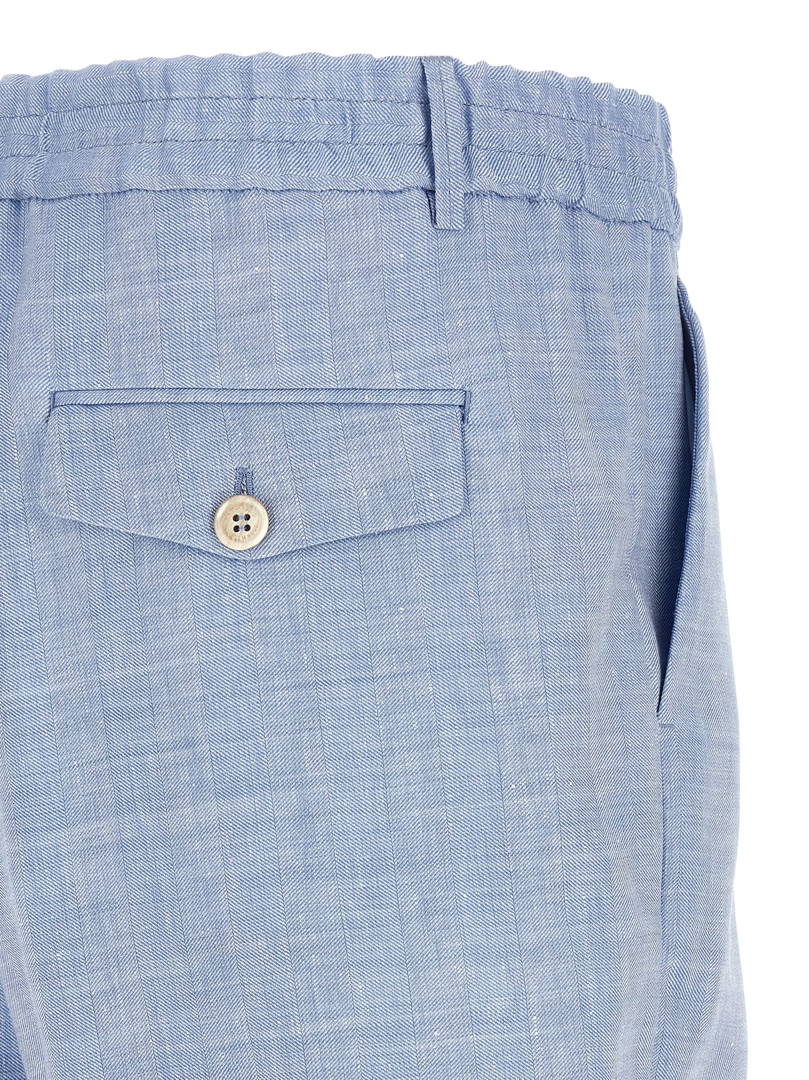 Brunello Cucinelli Blaue Leinen-Bermudashorts