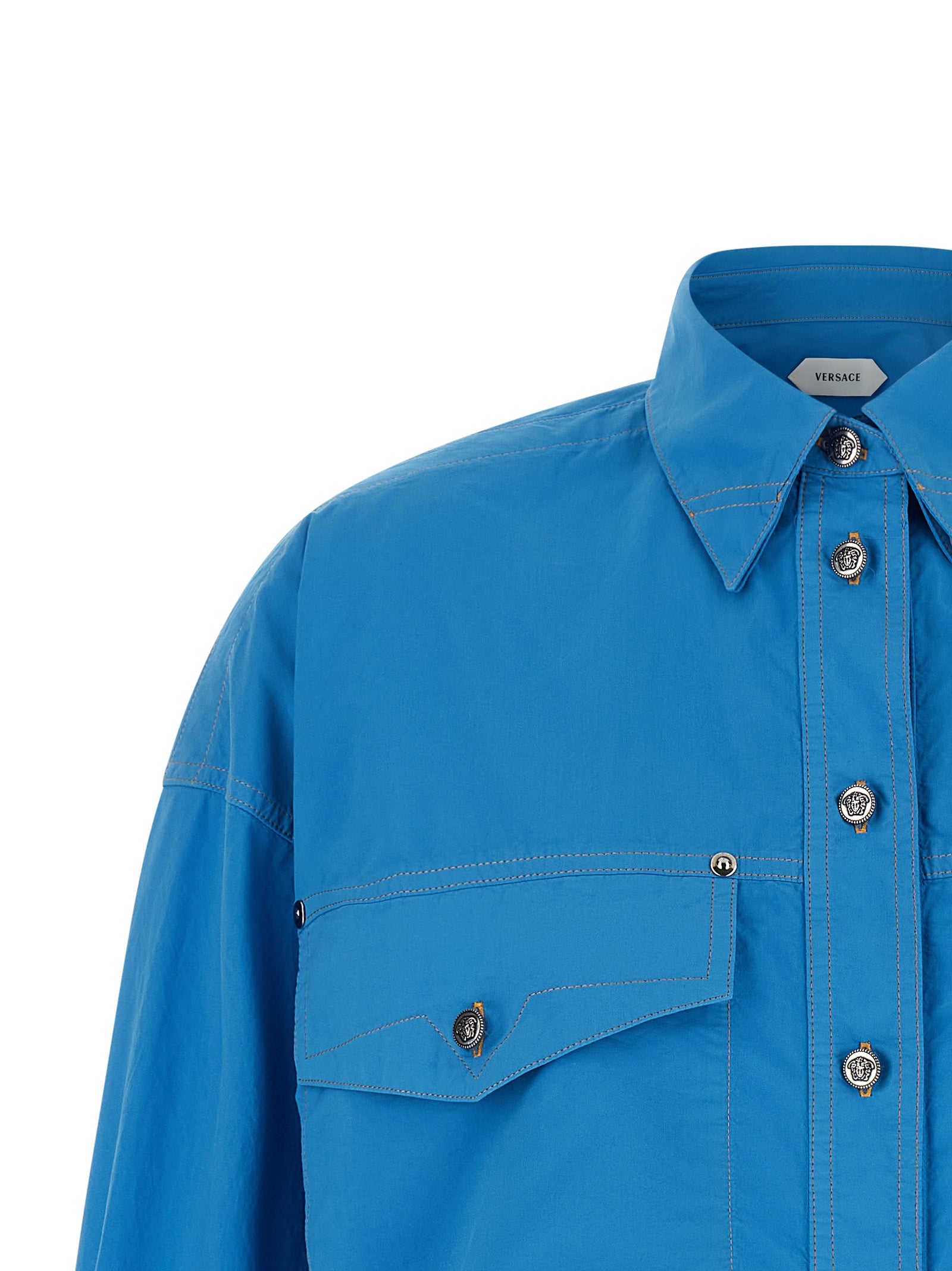 Versace Blaue Baumwollbluse