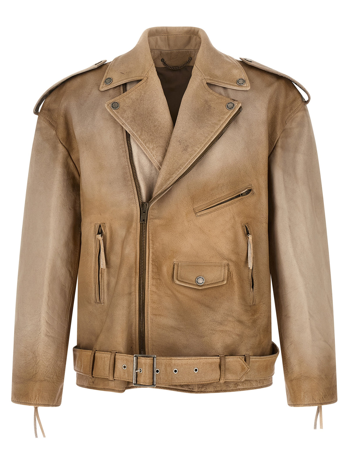 Golden Goose Beige Büffelleder Lederjacke