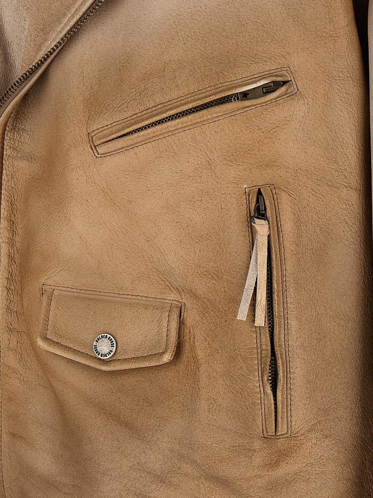 Golden Goose Beige Büffelleder Lederjacke