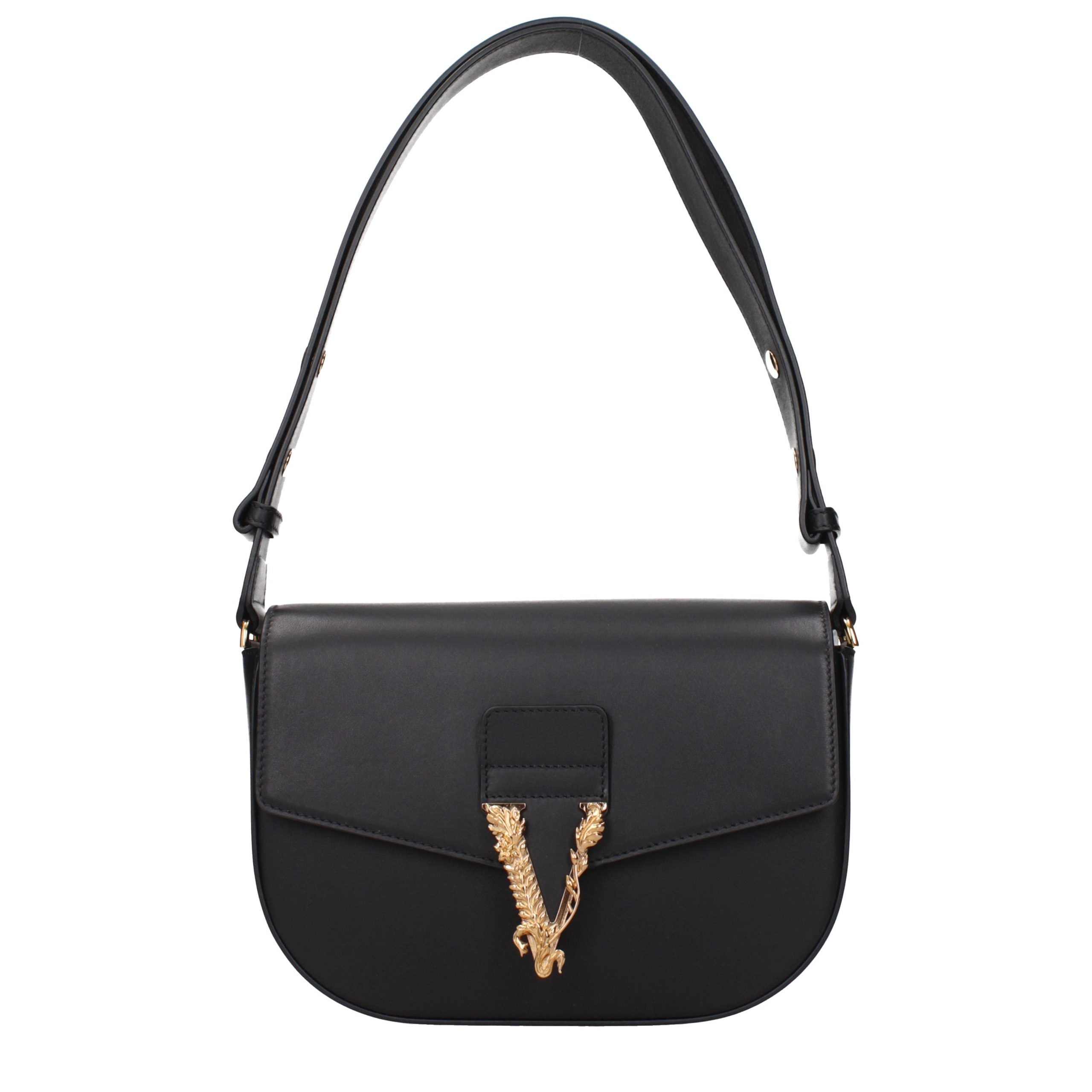 Versace Schwarze Leder Umhängetasche