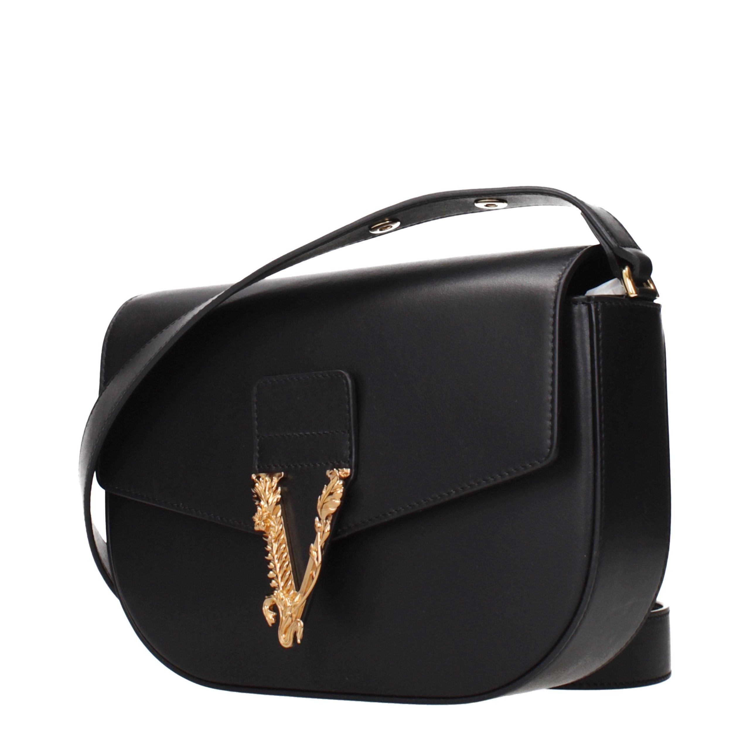 Versace Schwarze Leder Umhängetasche