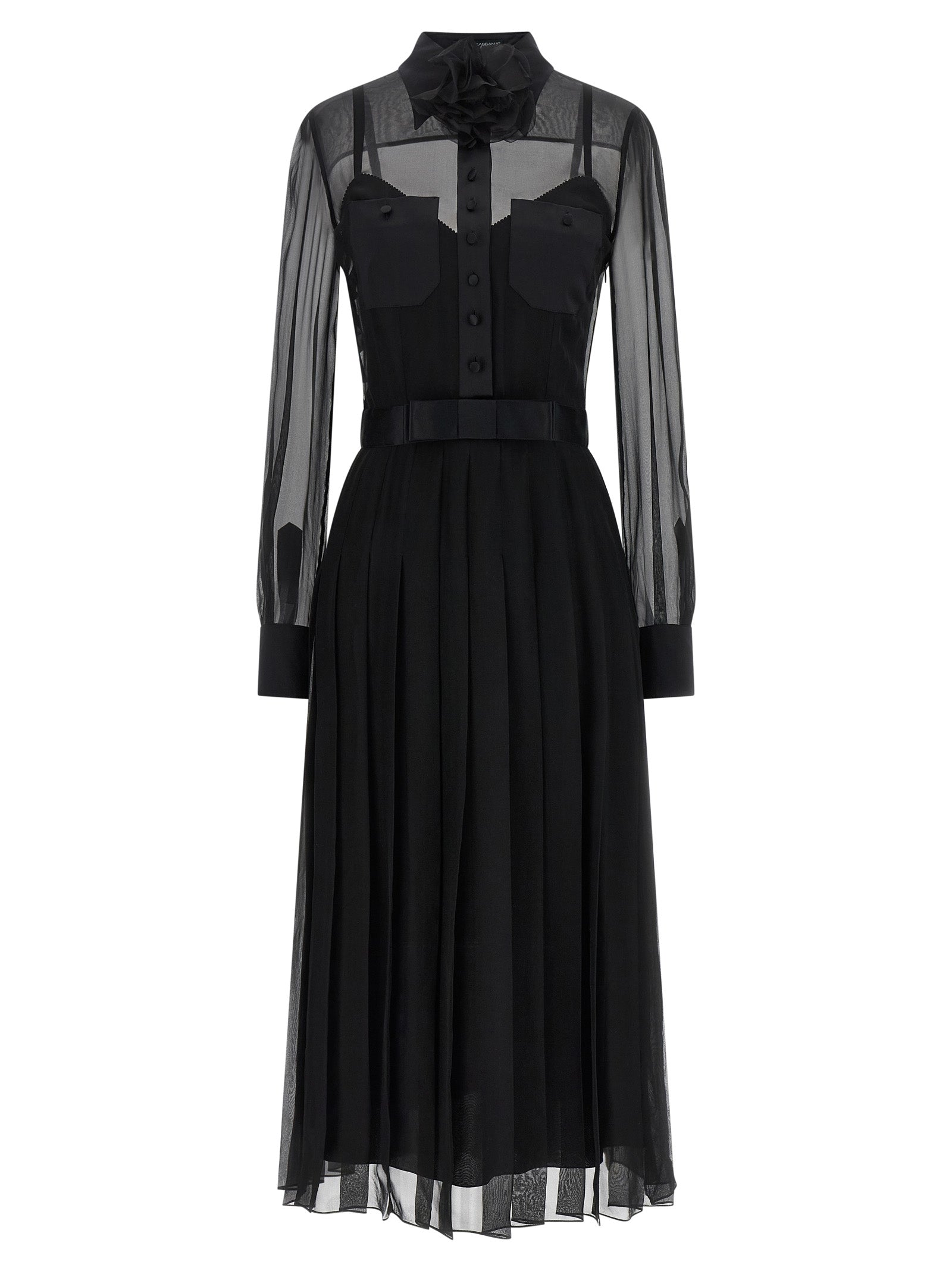 Dolce & Gabbana Schwarzes Seiden-Midikleid