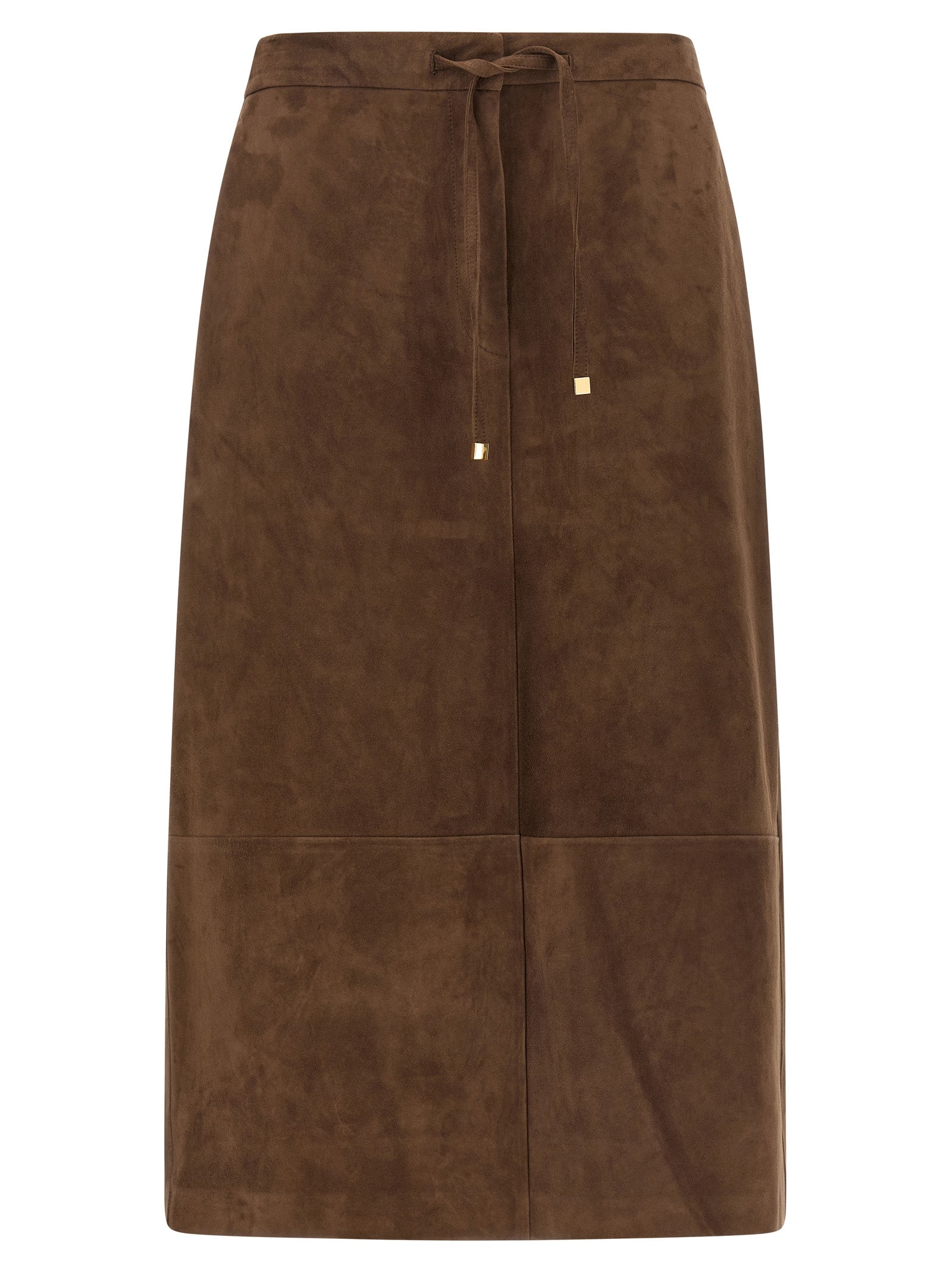 'S Max Mara Midi-Rock aus Lammleder in Gold
