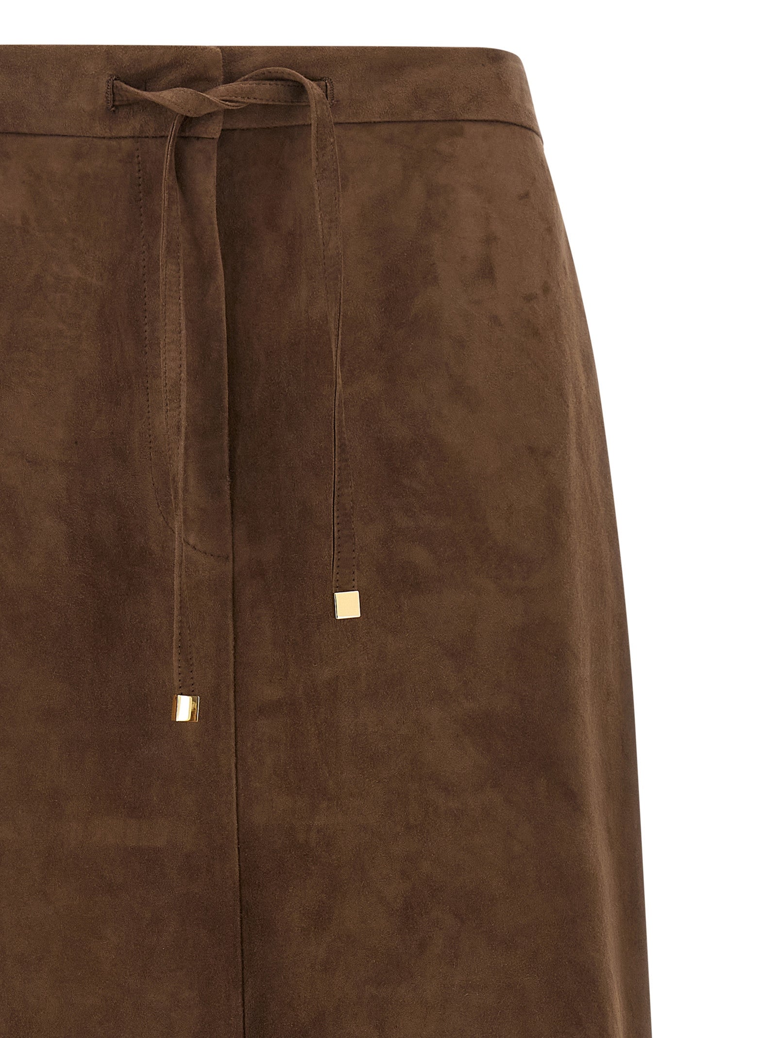 'S Max Mara Midi-Rock aus Lammleder in Gold