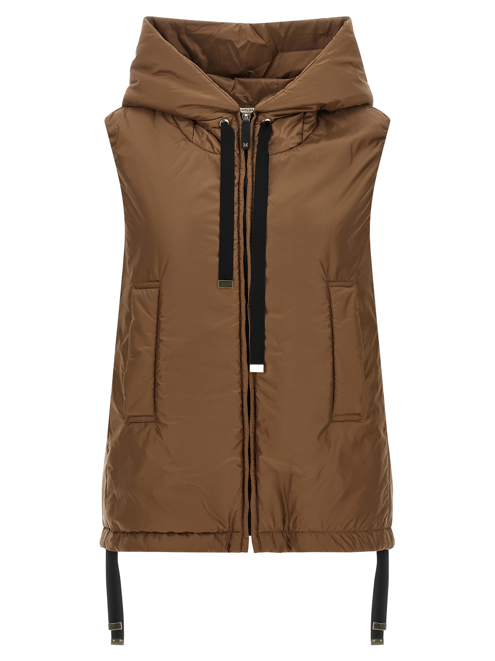 Max Mara Braune ärmellose Jacke aus Polyester