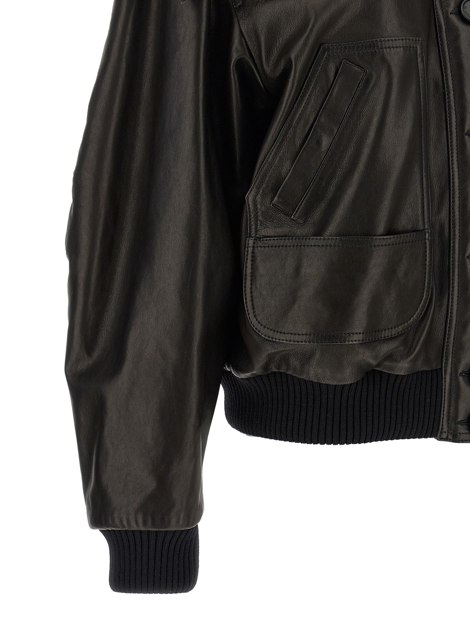 The Attico Schwarze Lammlederjacke