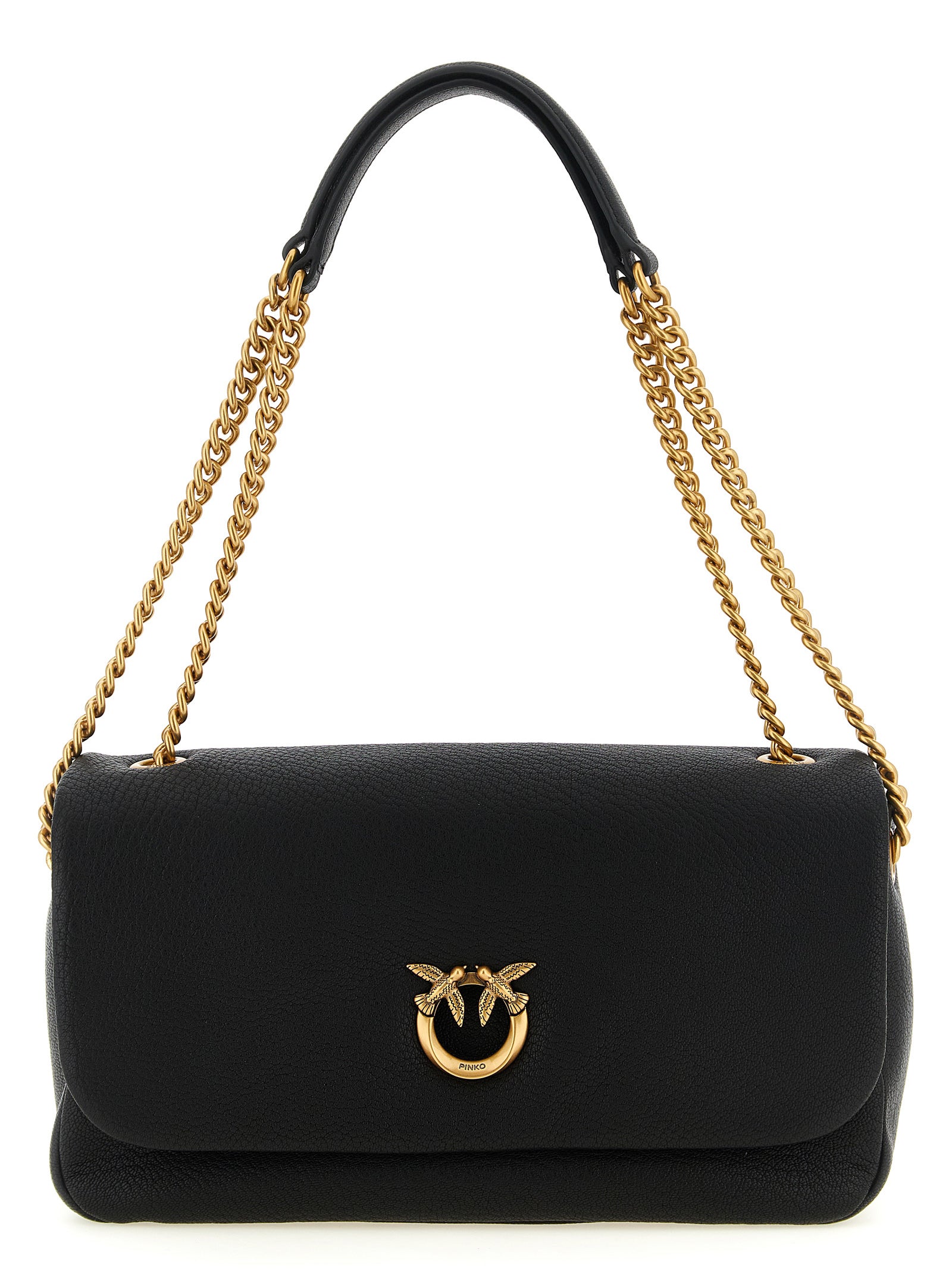 PINKO Schwarze Lammleder-Schultertasche