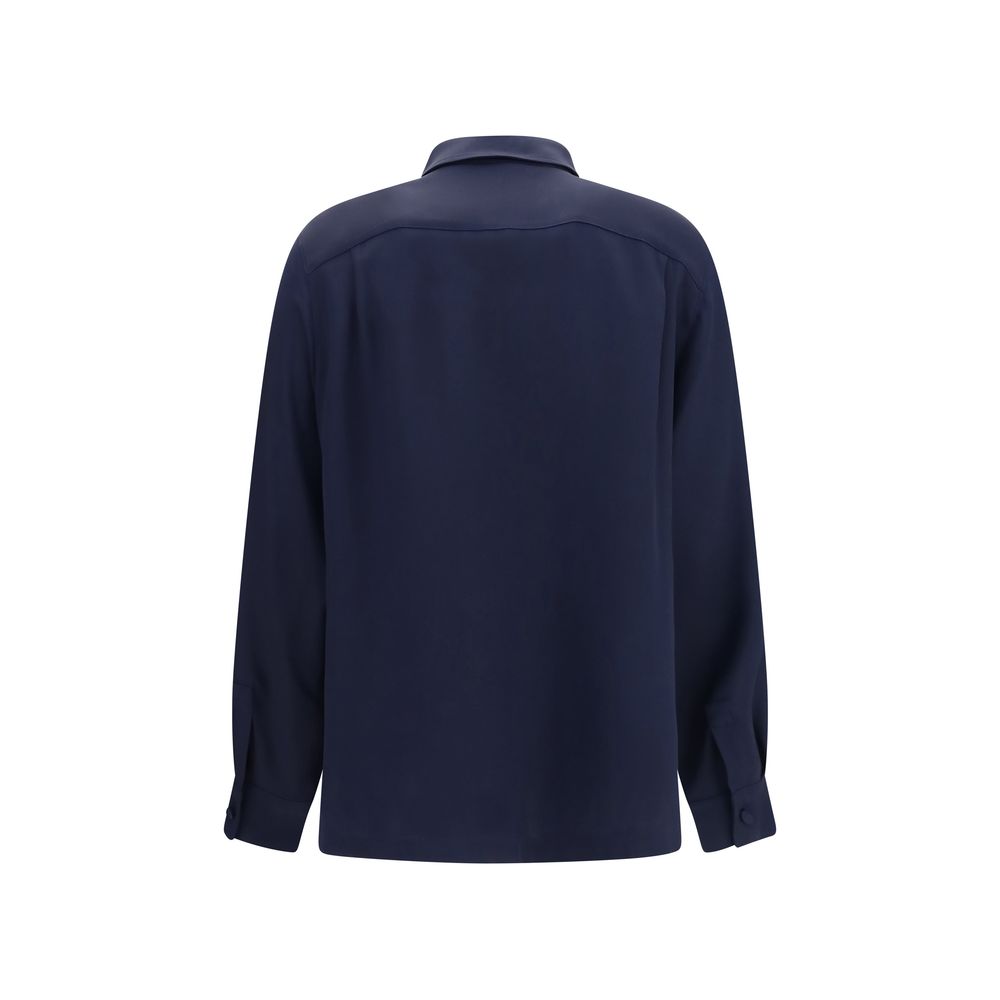 Max Mara Blaues Seidenhemd