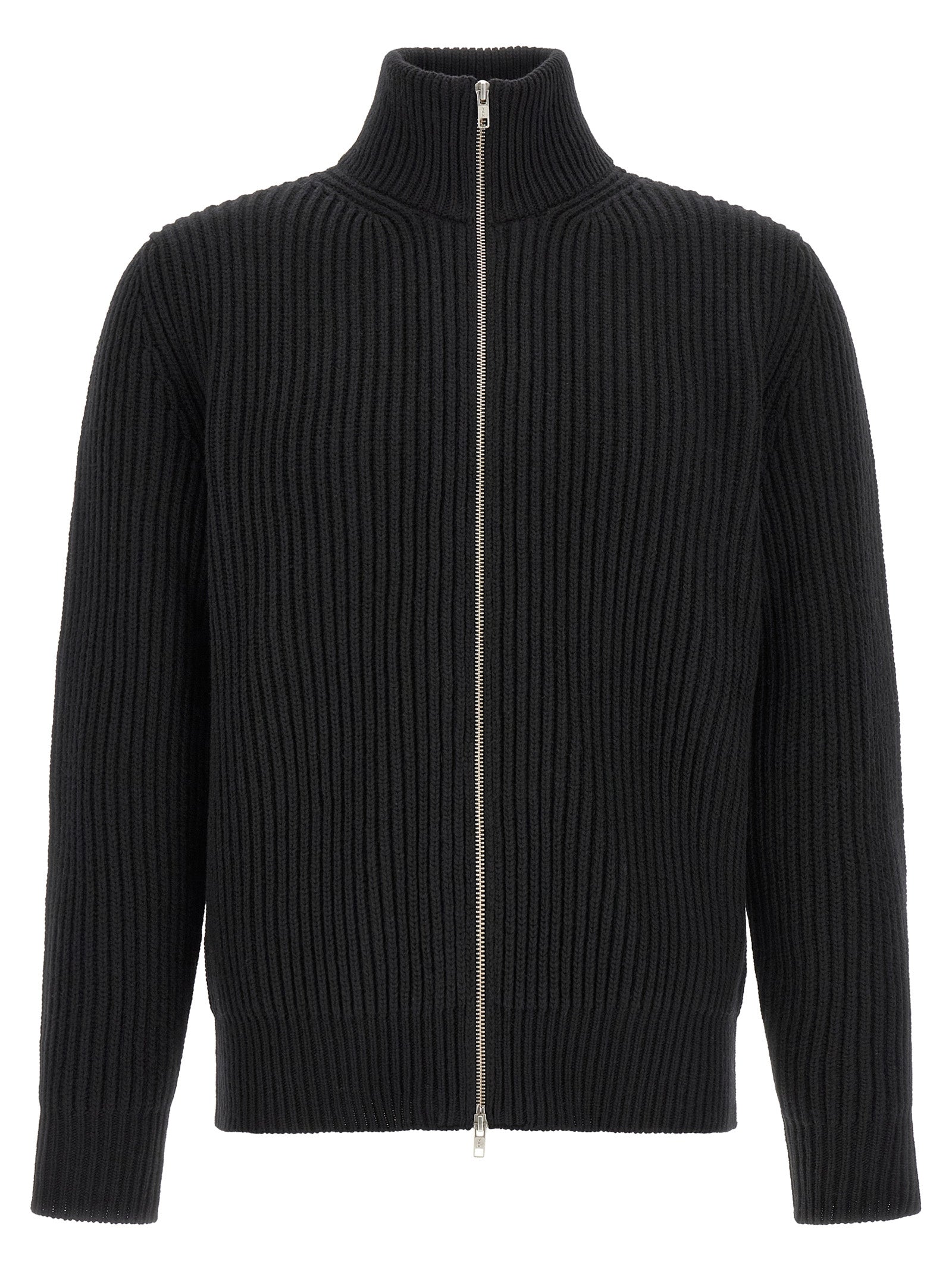 MM6 Maison Margiela Schwarze Wolljacke in voller Länge